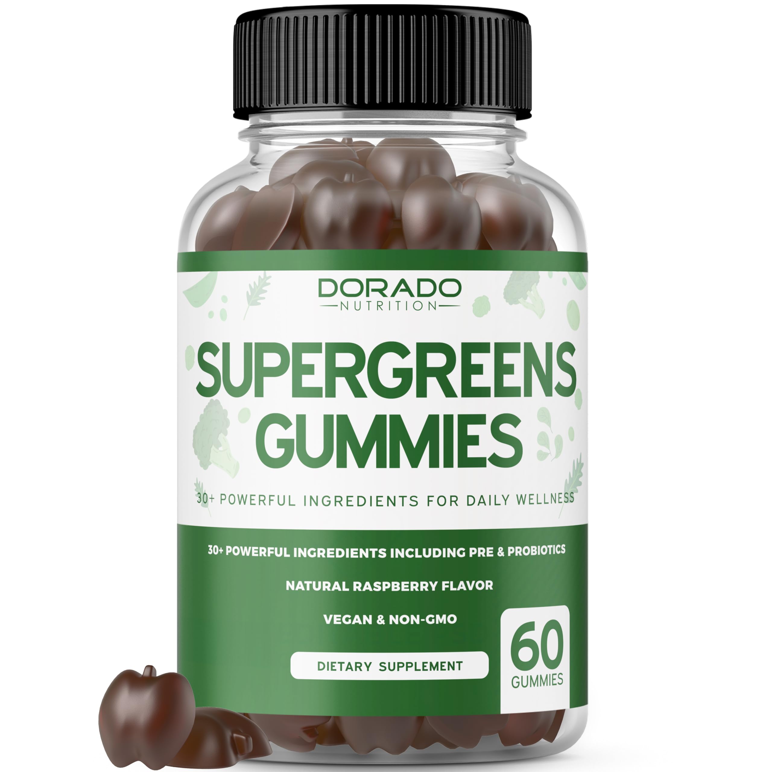 Foto 2 pulgar | Gomitas Supergreens Dorado Nutrition, 60 Unidades - Venta Internacional.