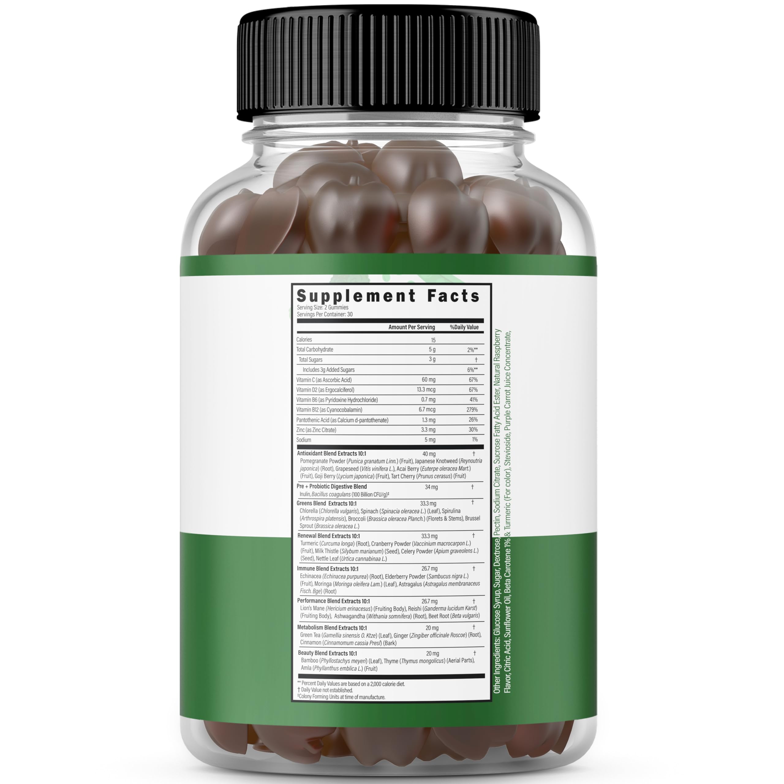 Foto 3 pulgar | Gomitas Supergreens Dorado Nutrition, 60 Unidades - Venta Internacional.