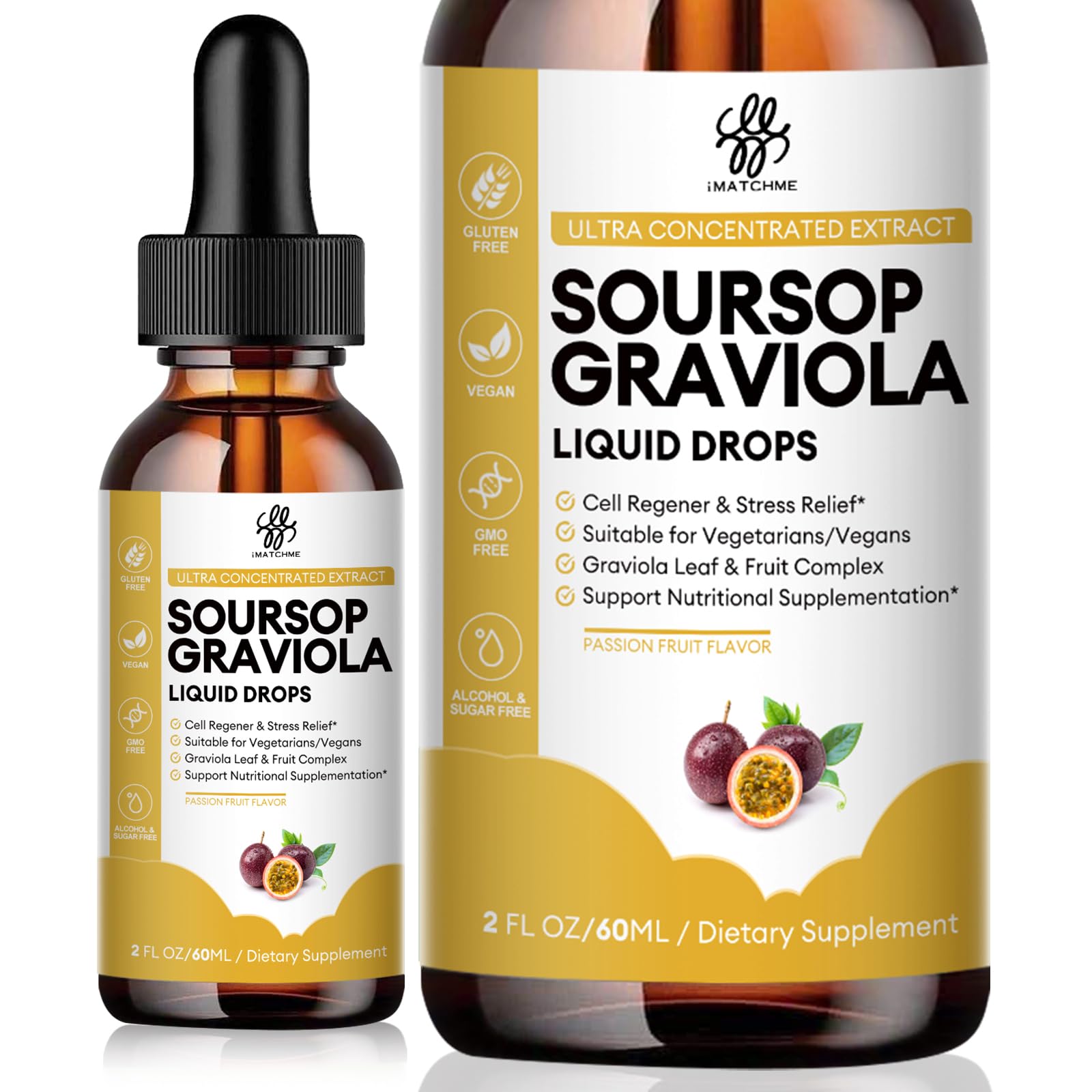 Suplemento Imatchme Premium Guanábana, Graviola, 60 Ml, Maracuyá - Venta Internacional.