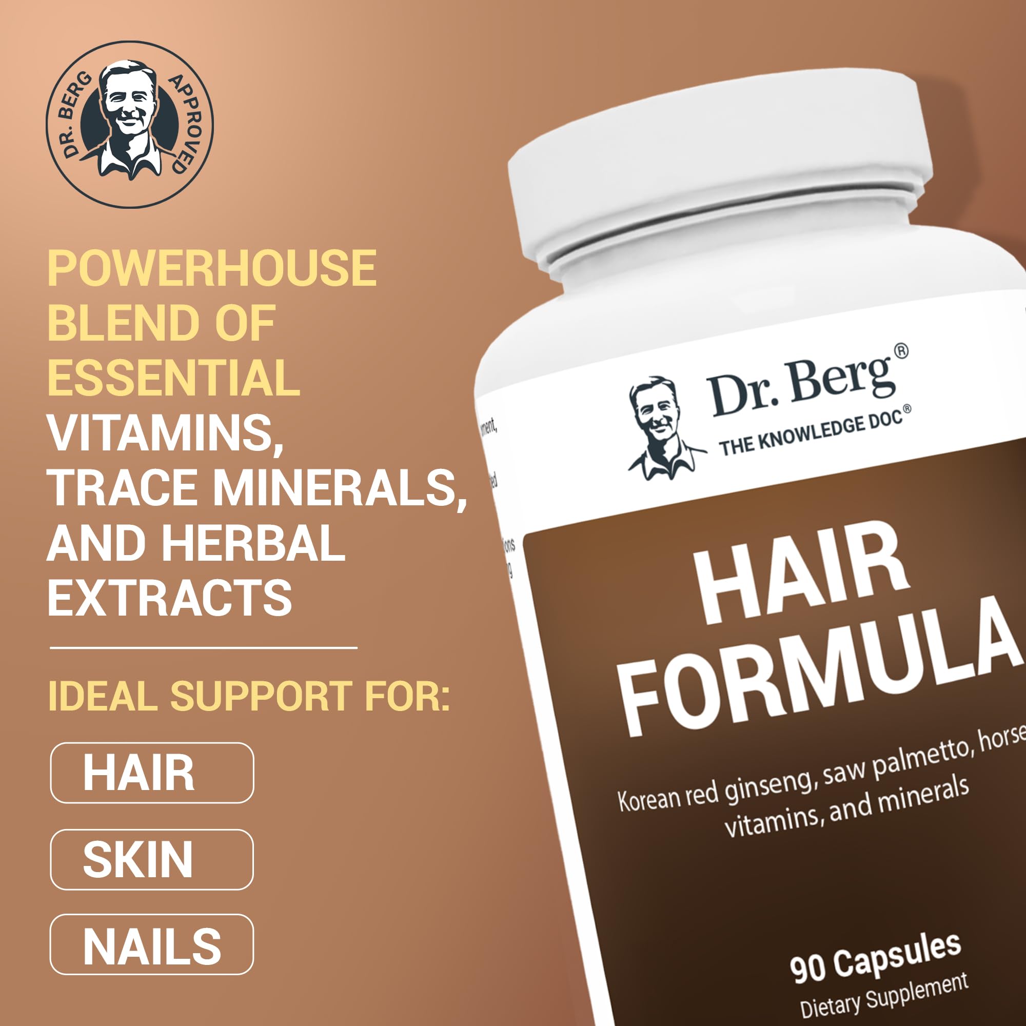 Foto 3 pulgar | Vitaminas Para Cabello, Piel Y Uñas Dr. Berg, Todo En Uno, 90 Cápsulas - Venta Internacional.