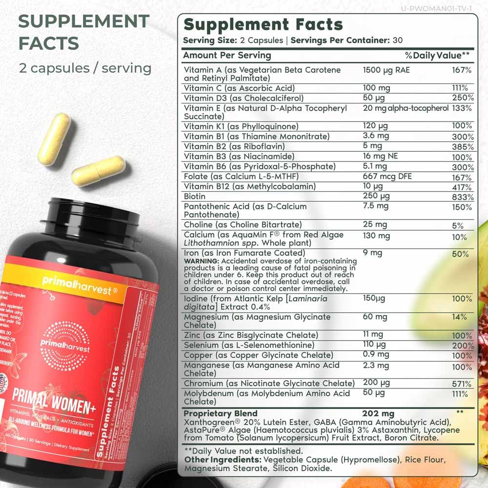 Foto 3 pulgar | Suplementos Multivitamínicos Primal Harvest Women+ 60 Cápsulas - Venta Internacional.