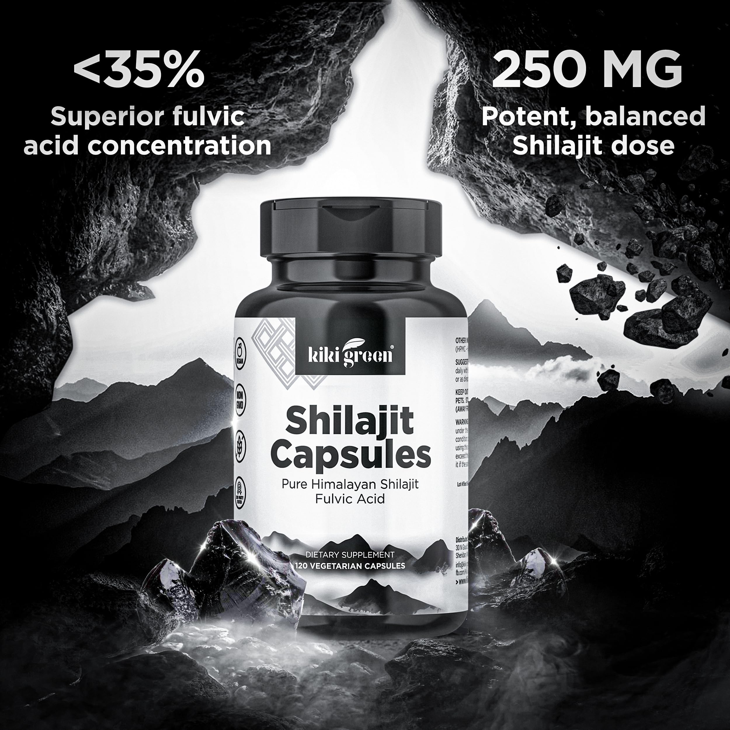 Foto 3 pulgar | Suplemento Kiki Green Shilajit En Cápsulas De 500 Mg Con Ácido Fúlvico - Venta Internacional.