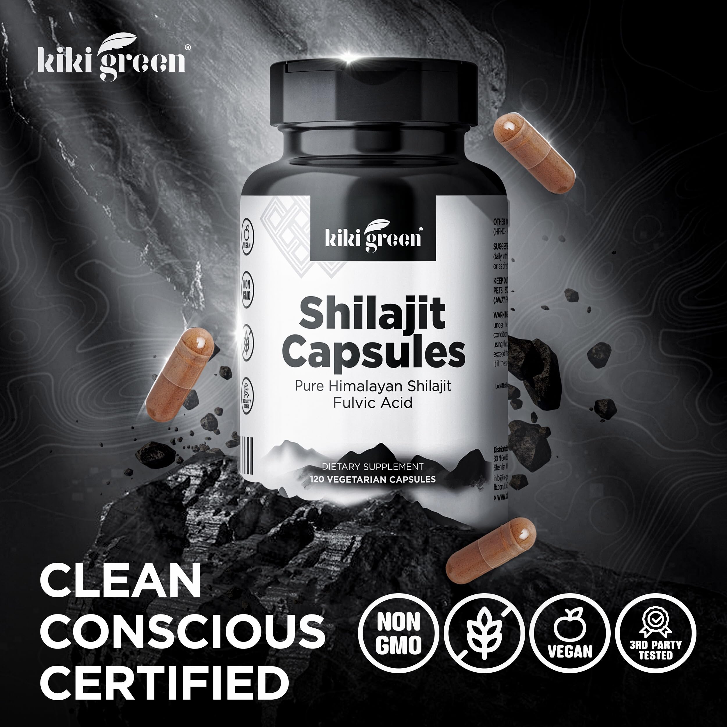 Foto 6 pulgar | Suplemento Kiki Green Shilajit En Cápsulas De 500 Mg Con Ácido Fúlvico - Venta Internacional.