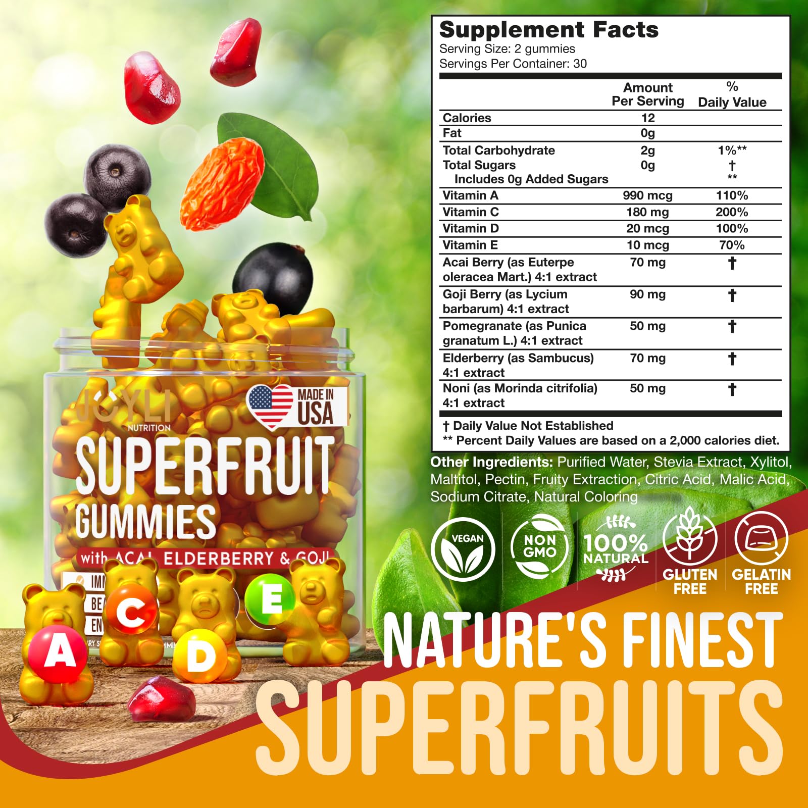 Foto 4 pulgar | Multivitamínico Gomoso Joyli Superfruit Con Goji Y Saúco - Venta Internacional.