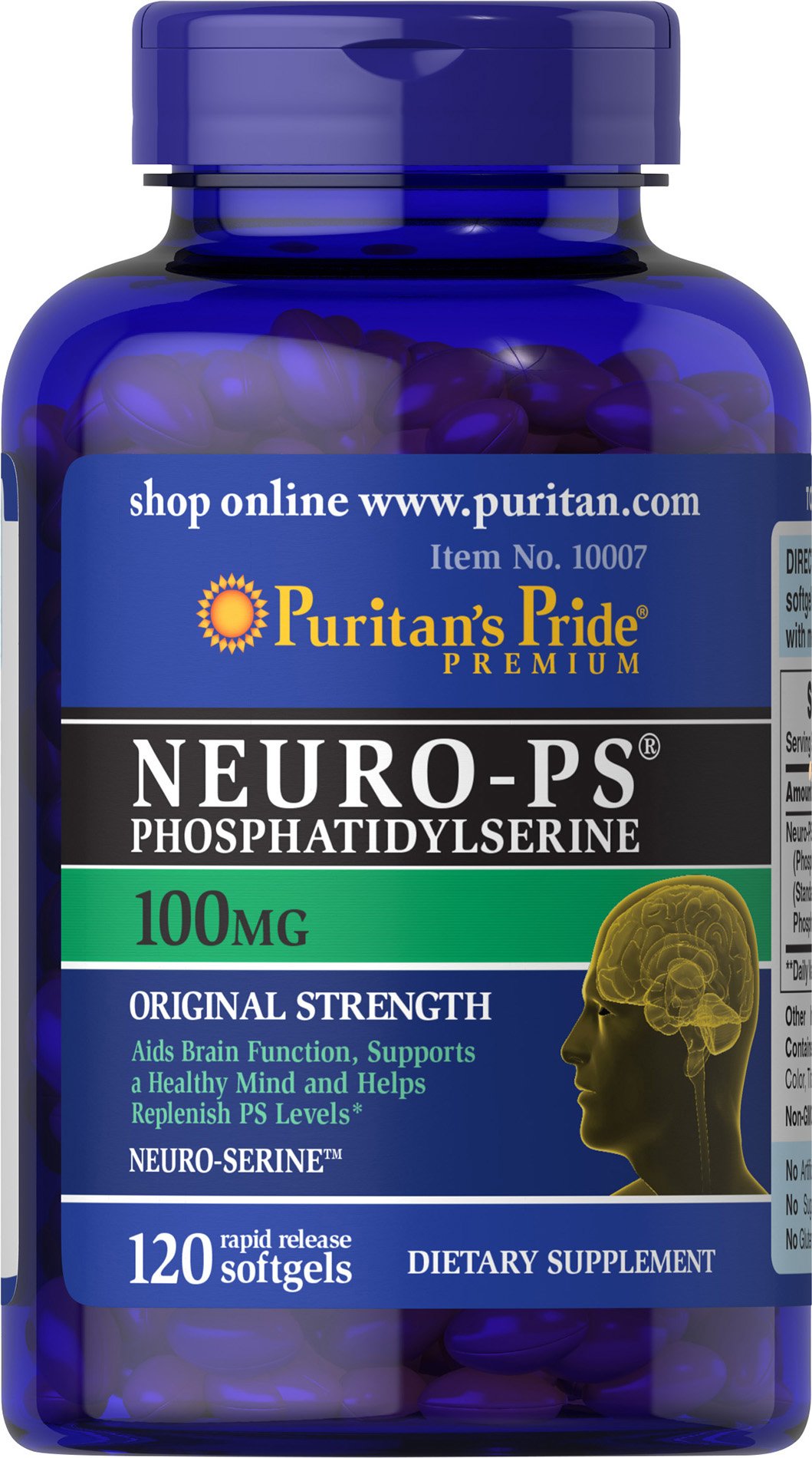 Foto 2 pulgar | Suplemento Puritan's Pride Neuro-ps Nootrópico 100 Mg 120 Cápsulas Blandas - Venta Internacional.