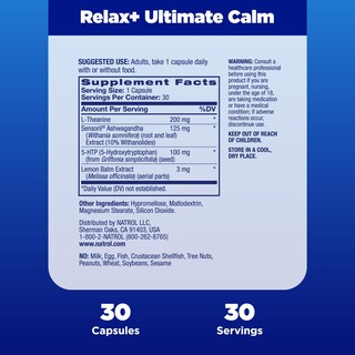 Foto 4 | Suplemento Natrol Relax+ Ultimate Calm 30 Cápsulas - Venta Internacional.