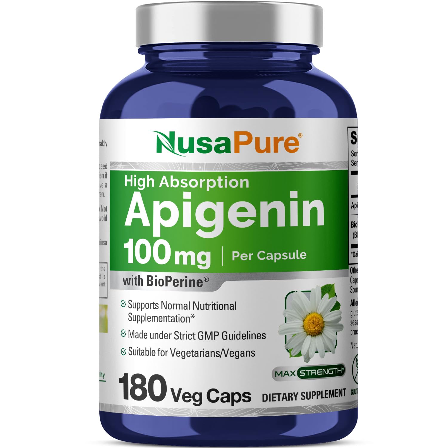 Foto 2 pulgar | Suplemento Nusapure Apigenin 100 Mg 180 Vcaps Con Bioperine - Venta Internacional.