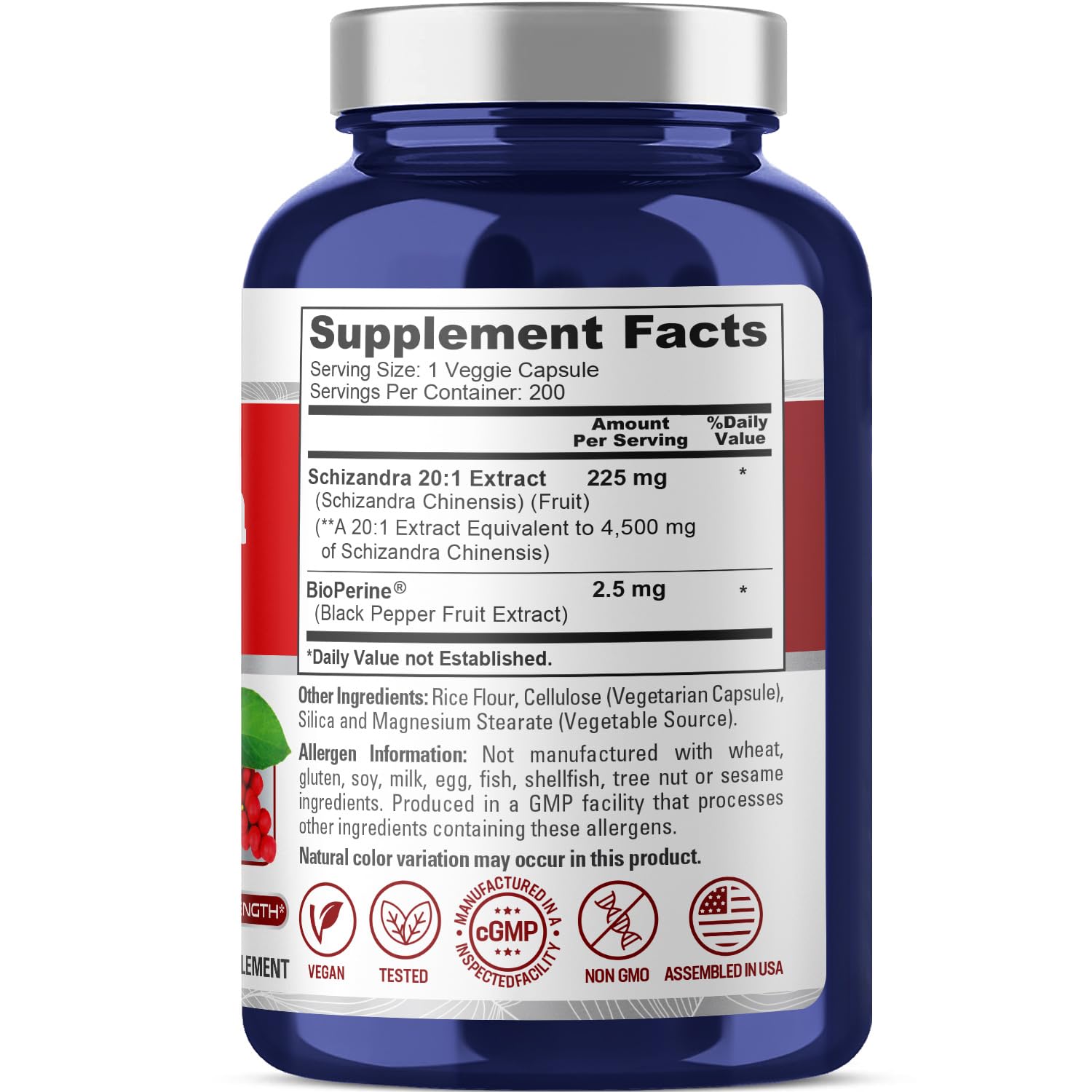 Foto 3 pulgar | Suplemento De Extracto De Bayas De Schizandra De Nusapure, 4500 Mg, 200 Cápsulas - Venta Internacional.