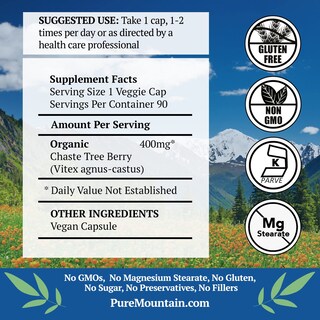 Foto 2 | Suplemento De Baya Casta De Pure Mountain Botanicals 400 Mg - Venta Internacional.