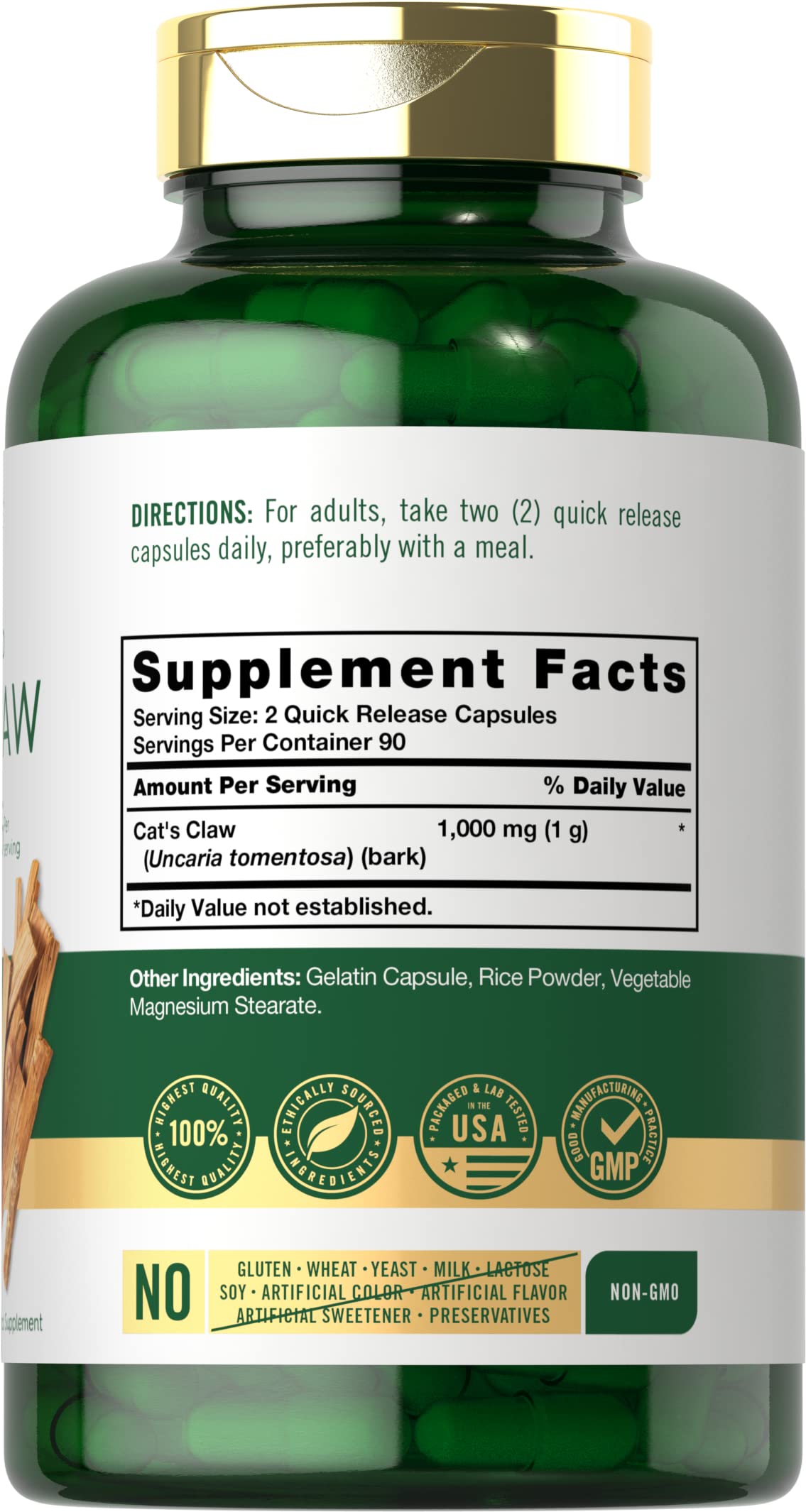 Foto 3 pulgar | Suplemento Carlyle Cat's Claw, Cápsulas De 1000 Mg, 180 Unidades - Venta Internacional.