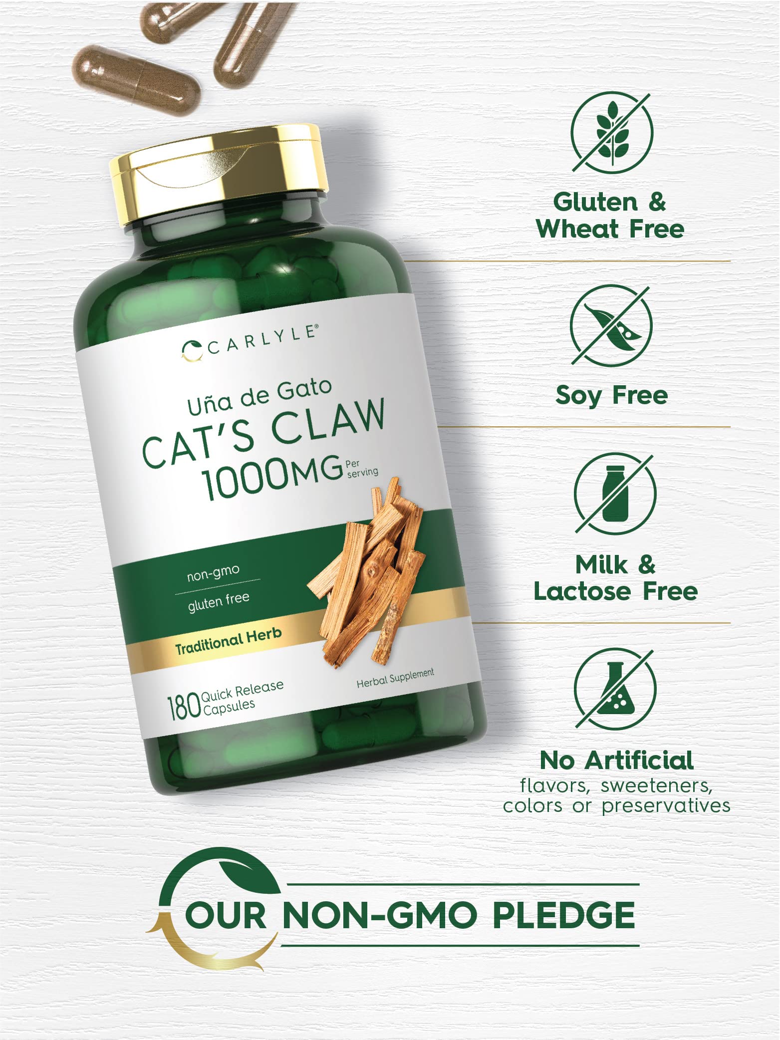 Foto 5 pulgar | Suplemento Carlyle Cat's Claw, Cápsulas De 1000 Mg, 180 Unidades - Venta Internacional.