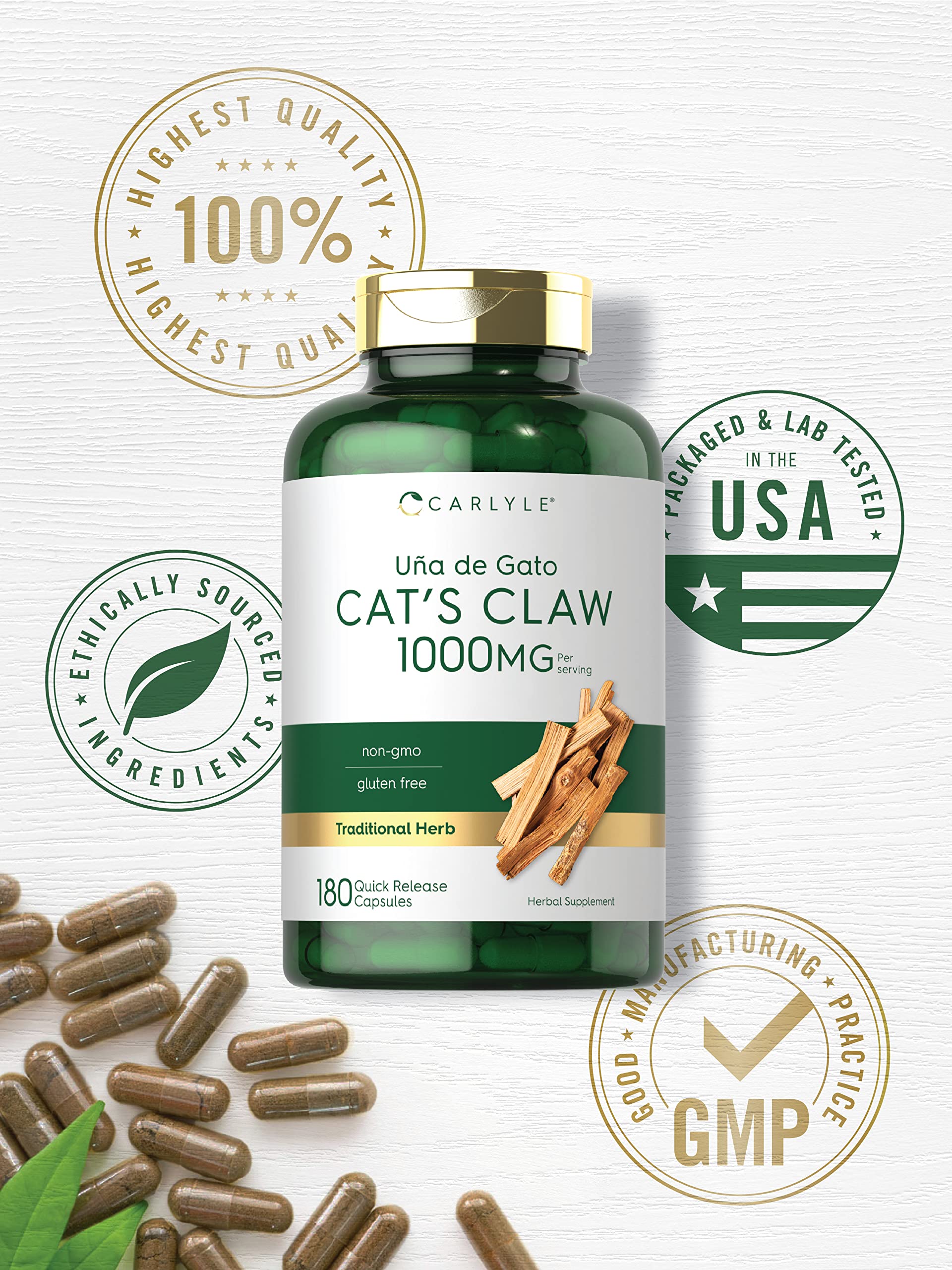Foto 6 pulgar | Suplemento Carlyle Cat's Claw, Cápsulas De 1000 Mg, 180 Unidades - Venta Internacional.