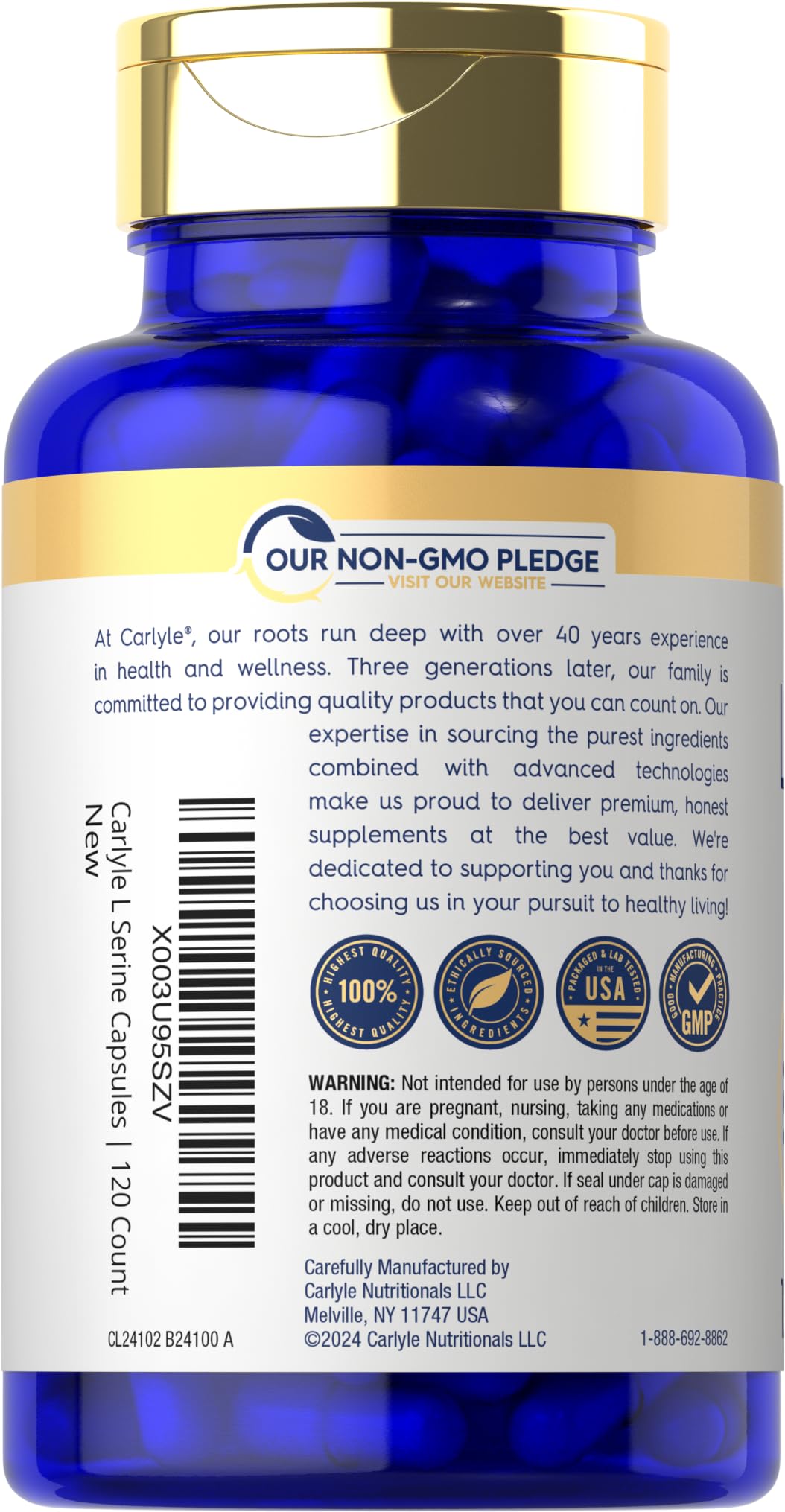 Foto 4 pulgar | Suplemento Carlyle, Cápsulas De L-serina, 500 Mg, 120 Unidades - Venta Internacional.