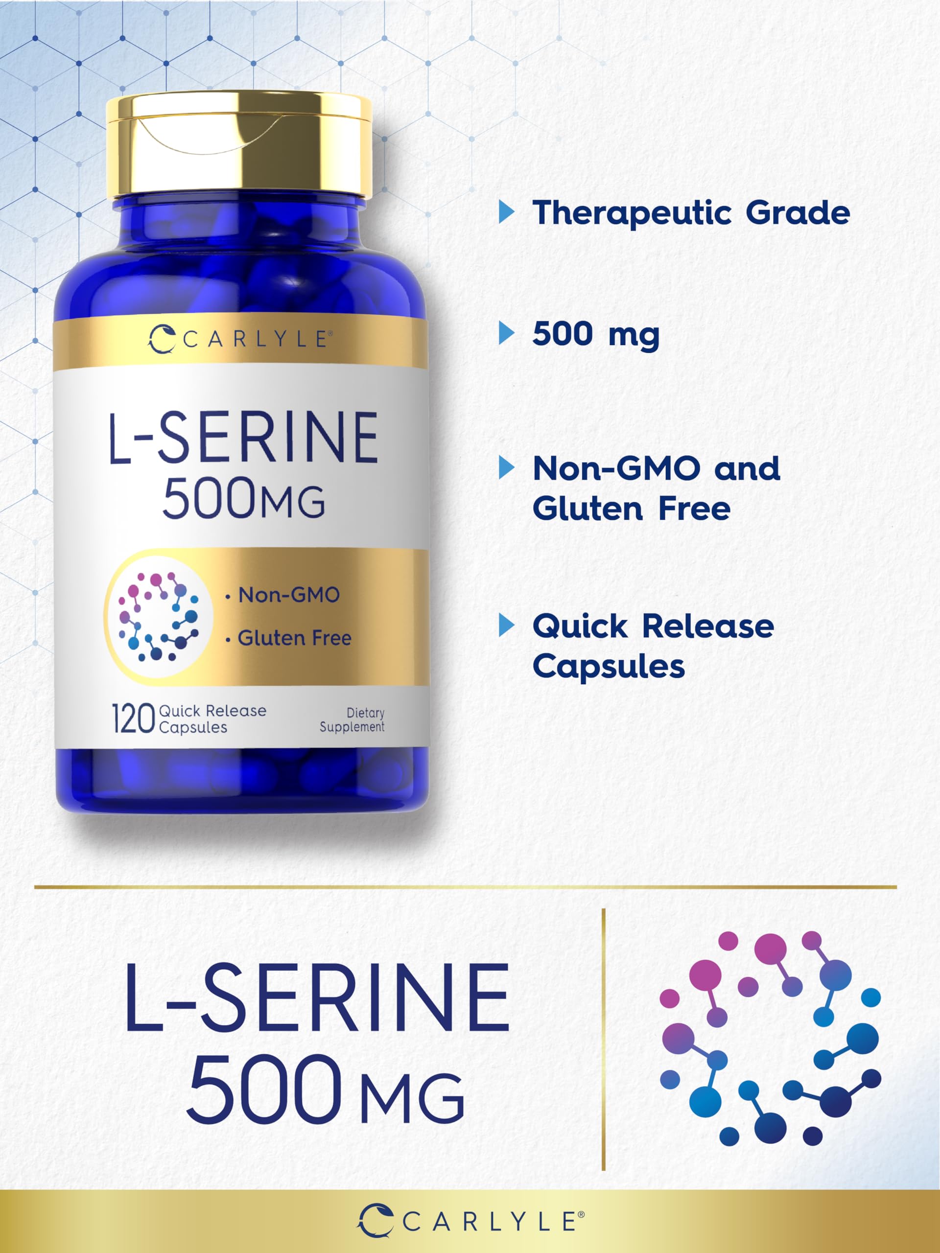 Foto 4 | Suplemento Carlyle, Cápsulas De L-serina, 500 Mg, 120 Unidades - Venta Internacional.
