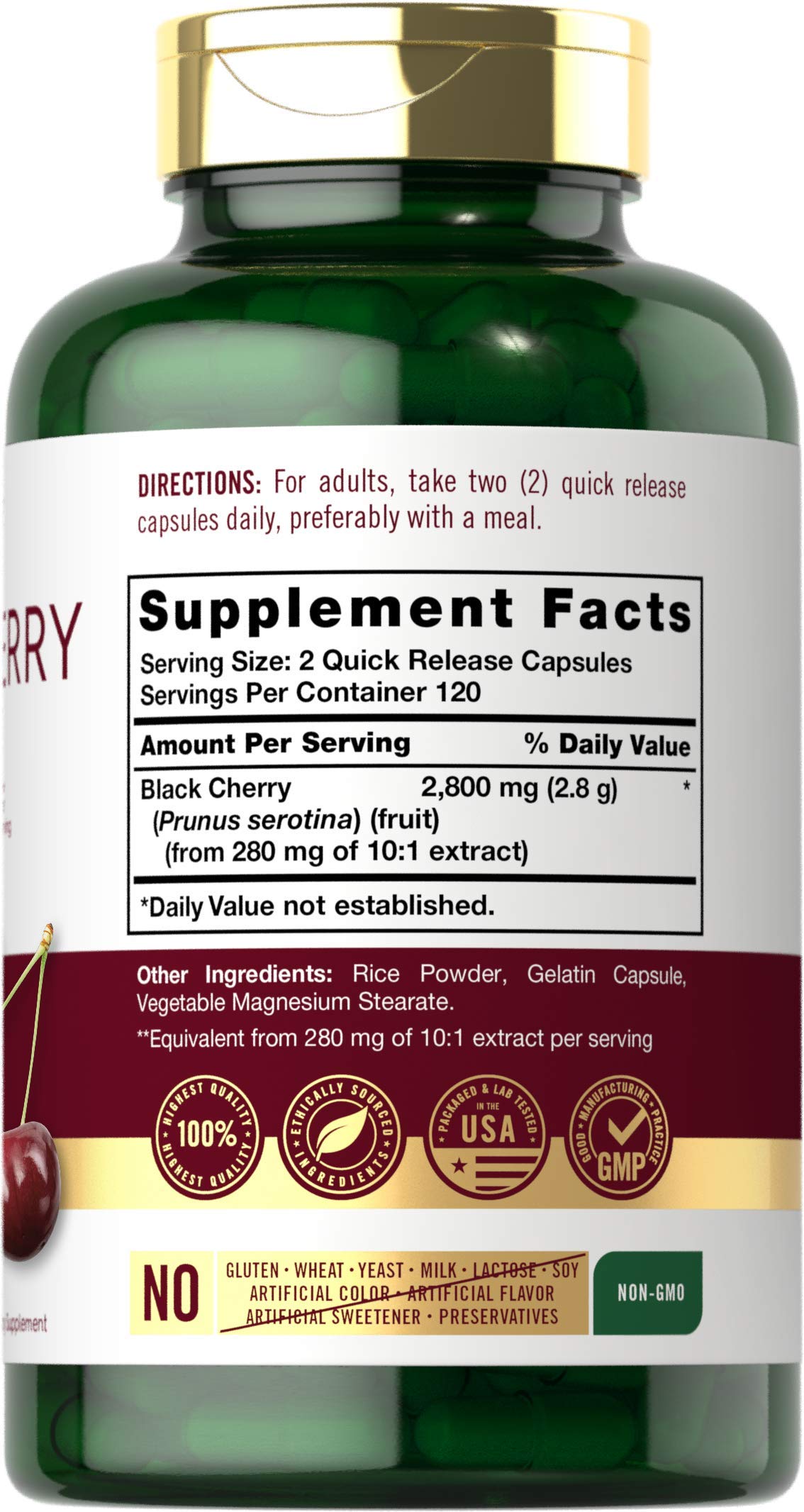 Foto 3 pulgar | Suplemento De Extracto De Cereza Negra De Carlyle 2800 Mg 240 Cápsulas - Venta Internacional.