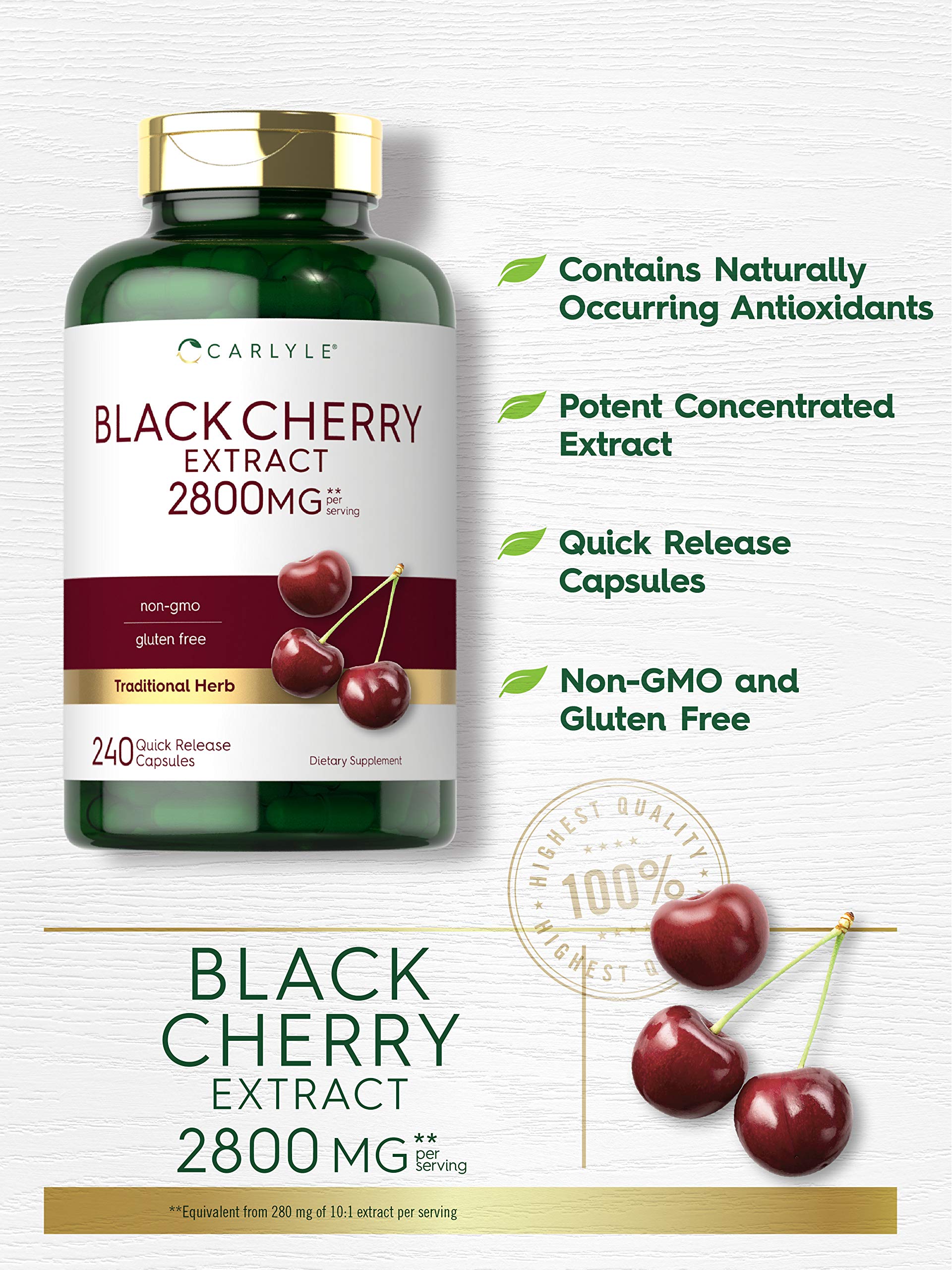 Foto 4 pulgar | Suplemento De Extracto De Cereza Negra De Carlyle 2800 Mg 240 Cápsulas - Venta Internacional.