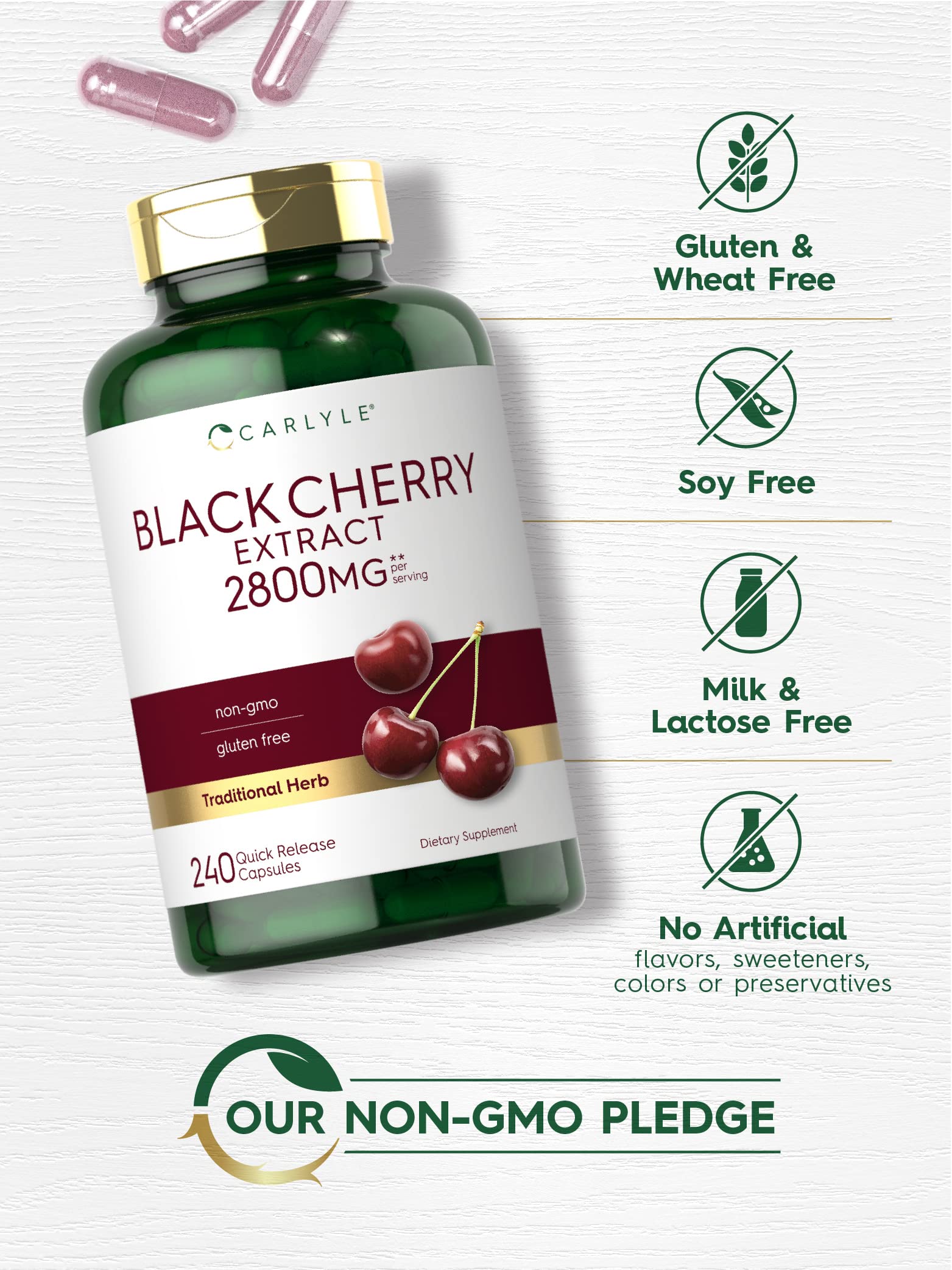 Foto 5 pulgar | Suplemento De Extracto De Cereza Negra De Carlyle 2800 Mg 240 Cápsulas - Venta Internacional.