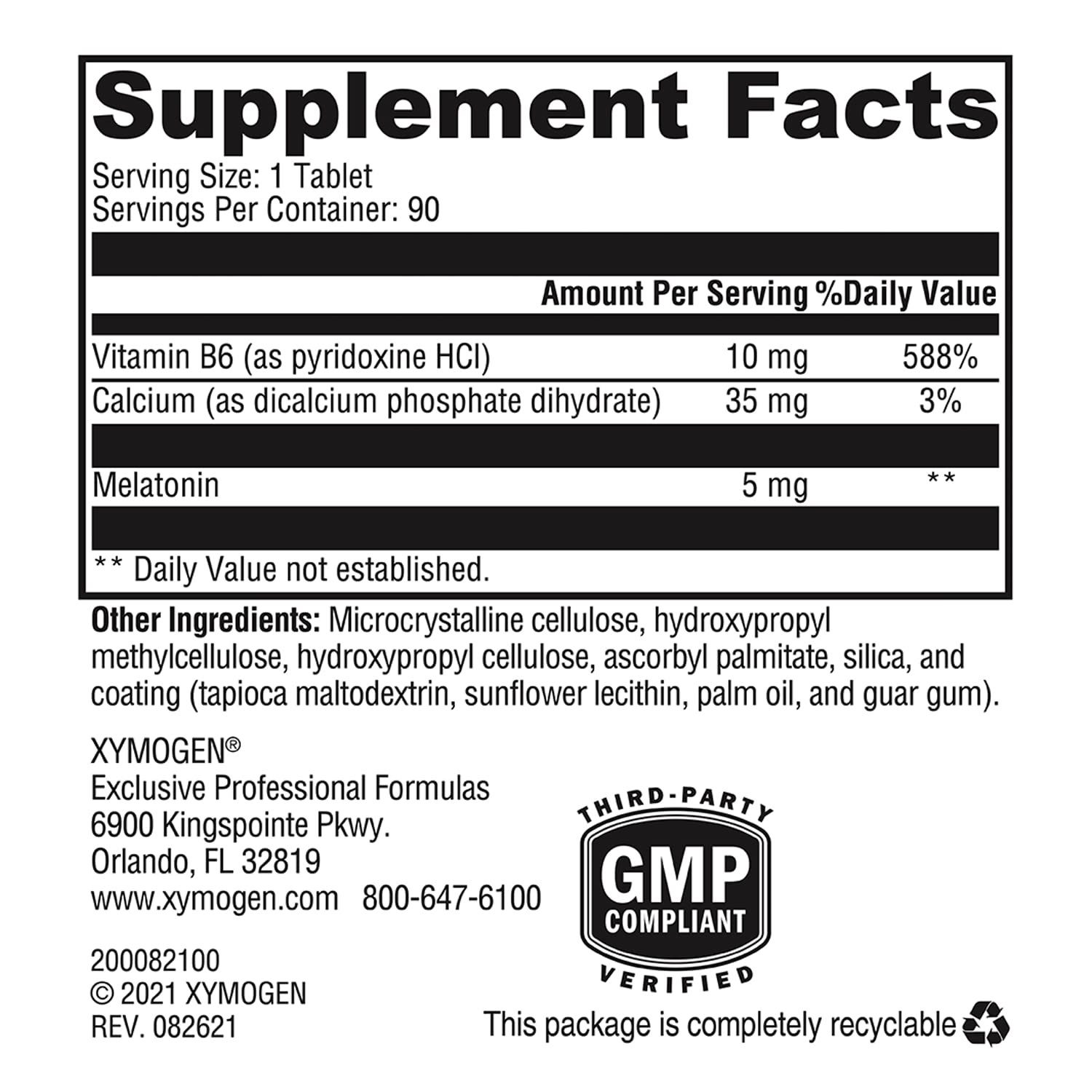 Foto 8 pulgar | Suplemento Xymogen Melatonin Cr 5 Mg Con Vitamina B6 90 Comprimidos - Venta Internacional.