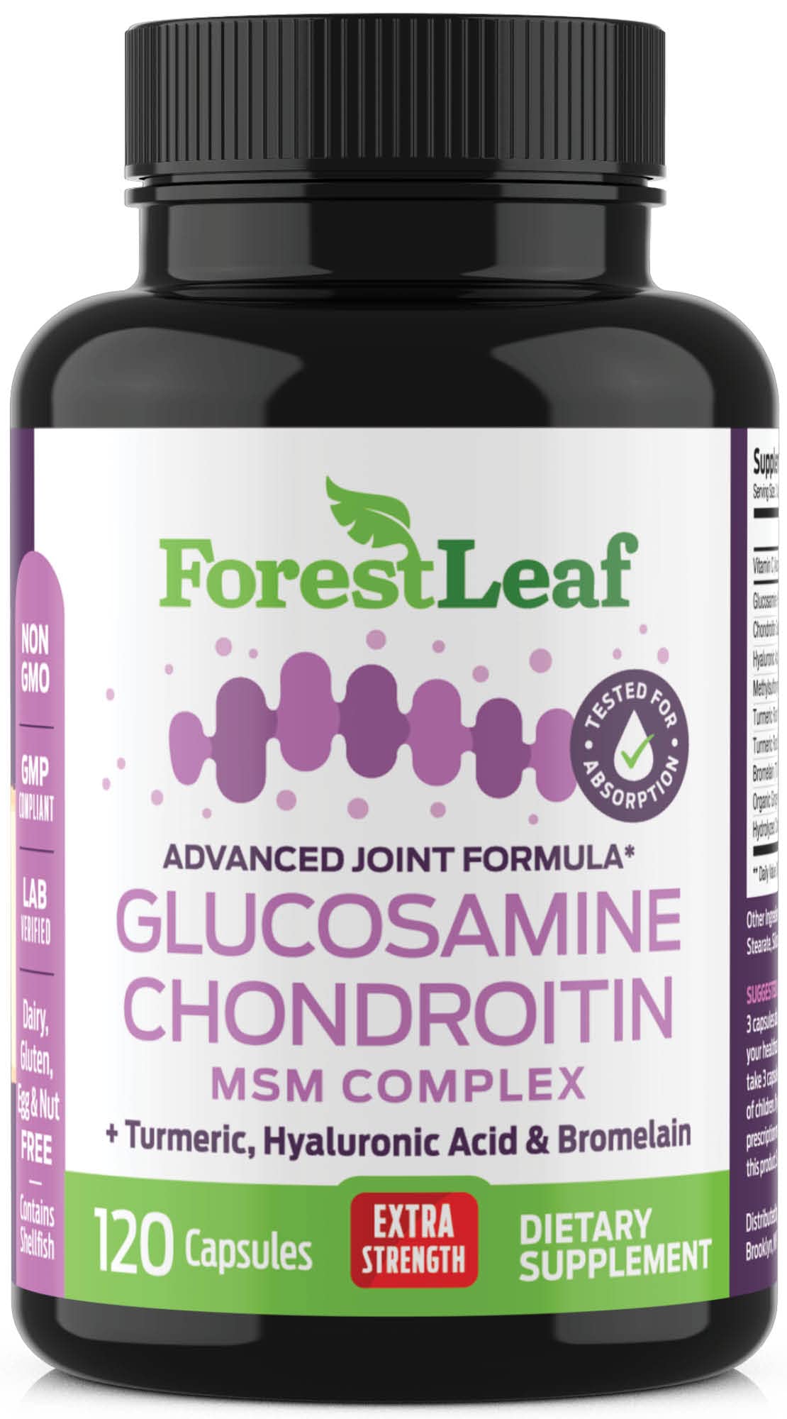 Foto 2 pulgar | Suplemento Forestleaf Con Glucosamina Y Condroitina Msm 120 Cápsulas - Venta Internacional.