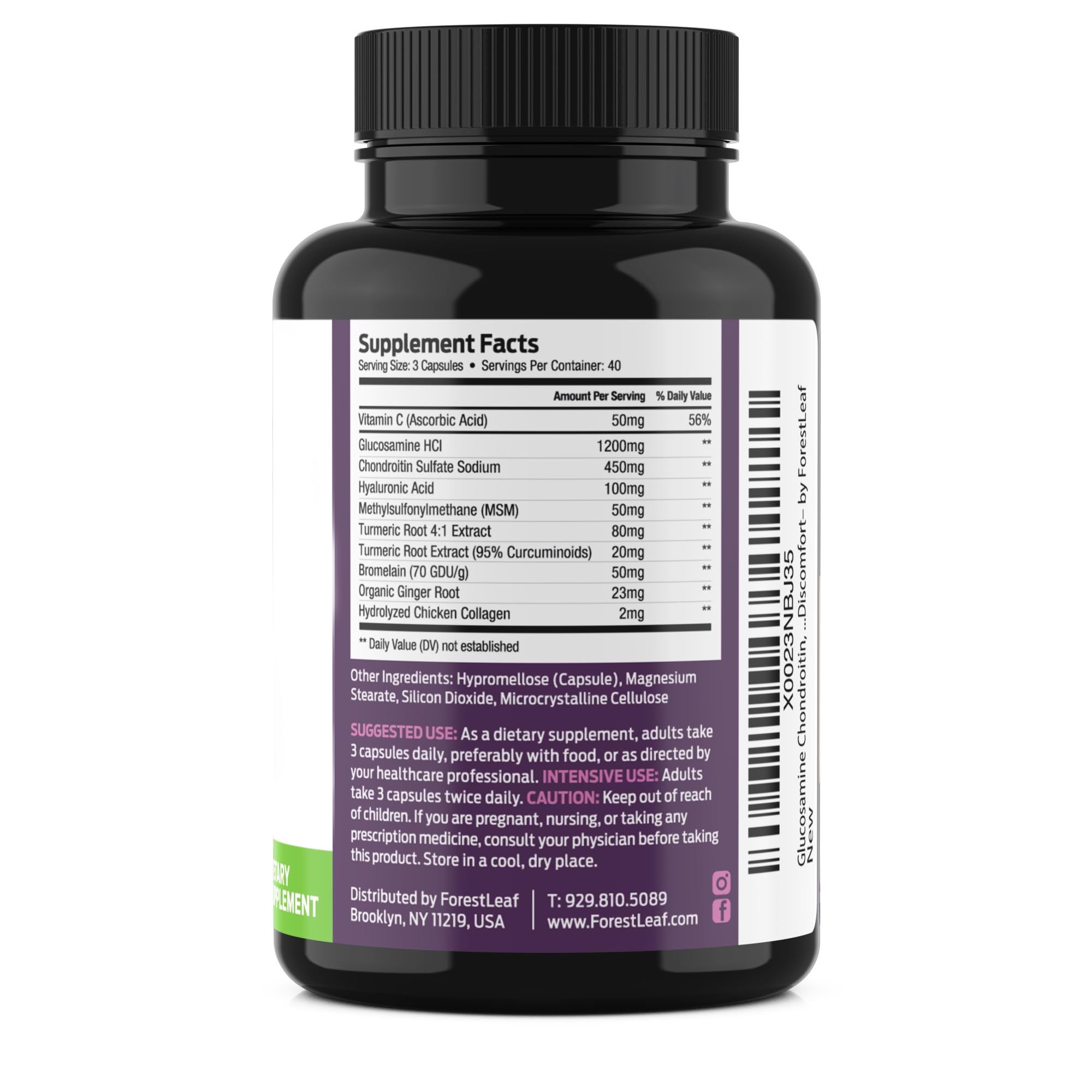 Foto 7 pulgar | Suplemento Forestleaf Con Glucosamina Y Condroitina Msm 120 Cápsulas - Venta Internacional.