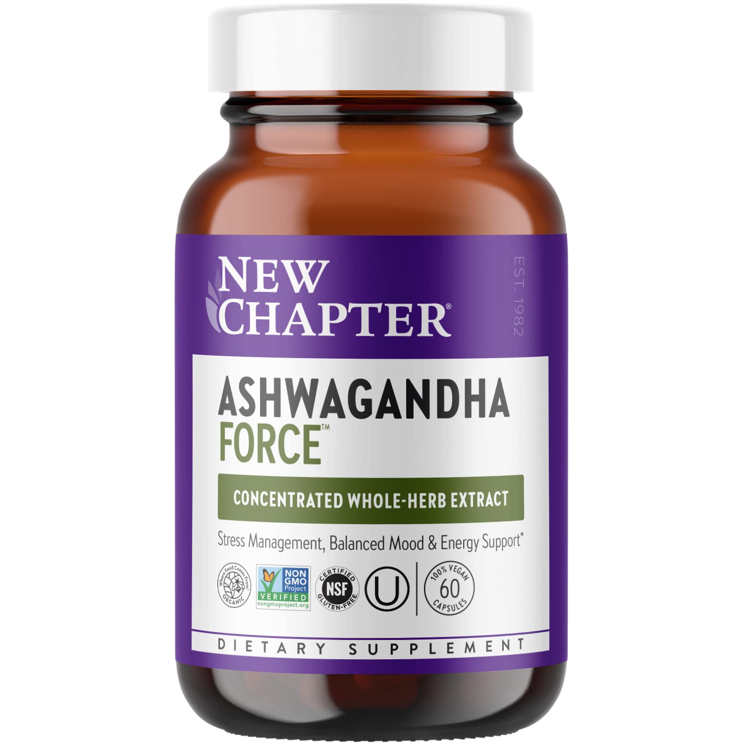 Suplemento New Chapter Organic Ashwagandha 60 Cápsulas - Venta Internacional.