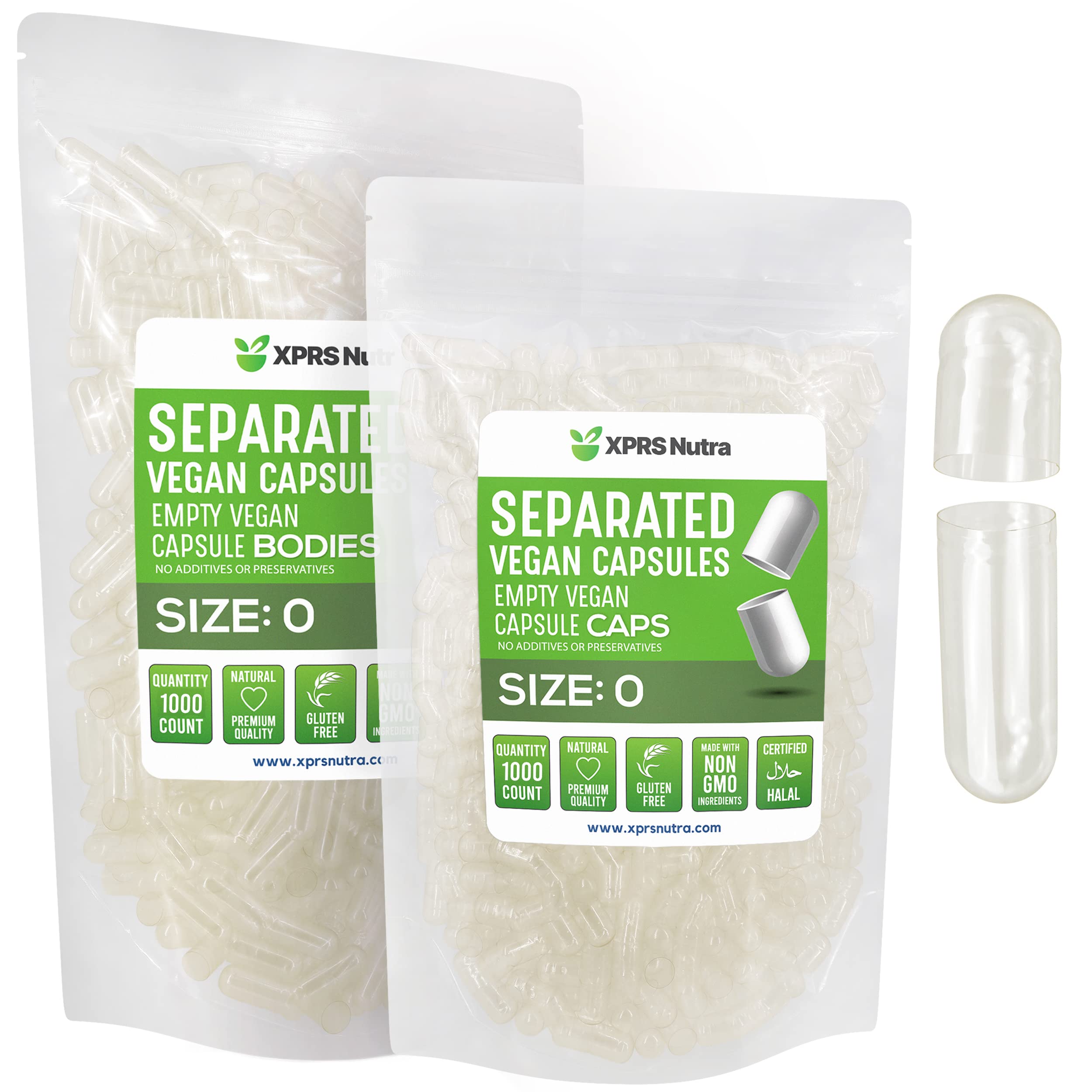 Cápsulas Vacías Xprs Nutra Vegan, Tamaño 0 - 1000 Unidades - Venta Internacional.