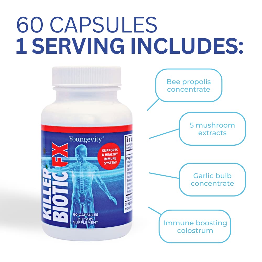Foto 5 pulgar | Suplemento Youngevity Killer Biotic Fx Immune System 60 Cápsulas - Venta Internacional.
