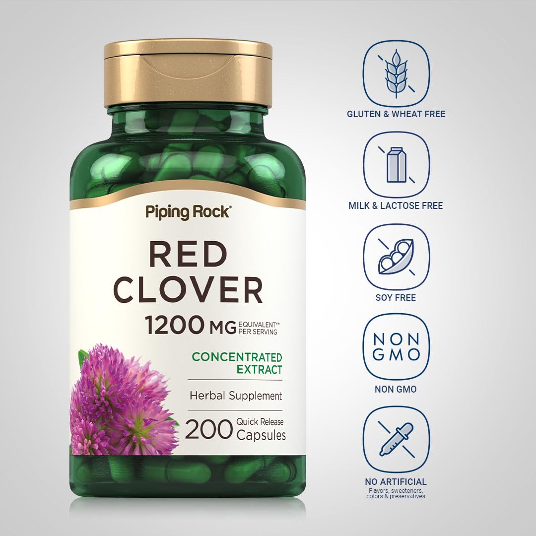 Foto 4 pulgar | Suplemento Piping Rock Red Clover 1200 Mg 200 Cápsulas - Venta Internacional.
