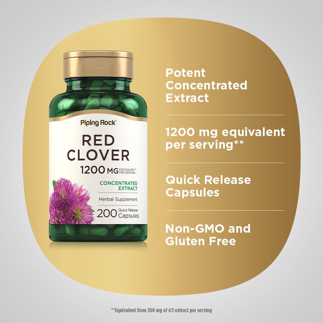 Foto 5 pulgar | Suplemento Piping Rock Red Clover 1200 Mg 200 Cápsulas - Venta Internacional.