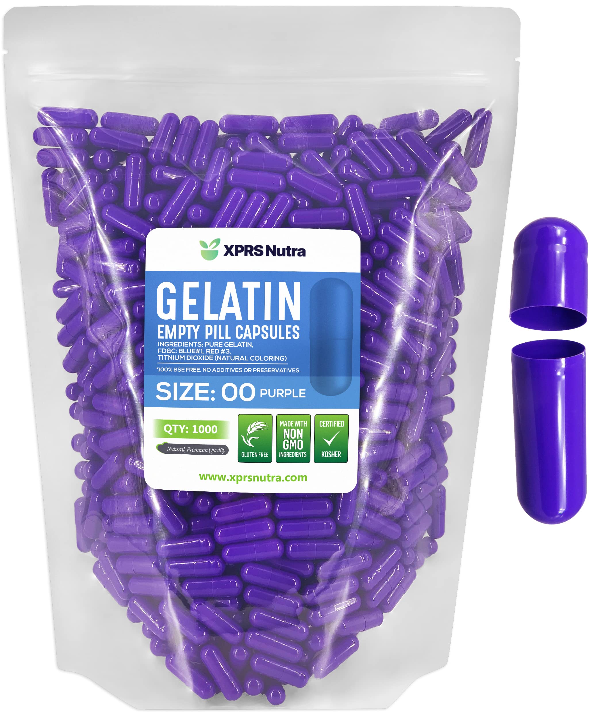 Foto 2 pulgar | Cápsulas Vacías Xprs Nutra, Tamaño 00 — 1000 Unidades, Color Morado - Venta Internacional.
