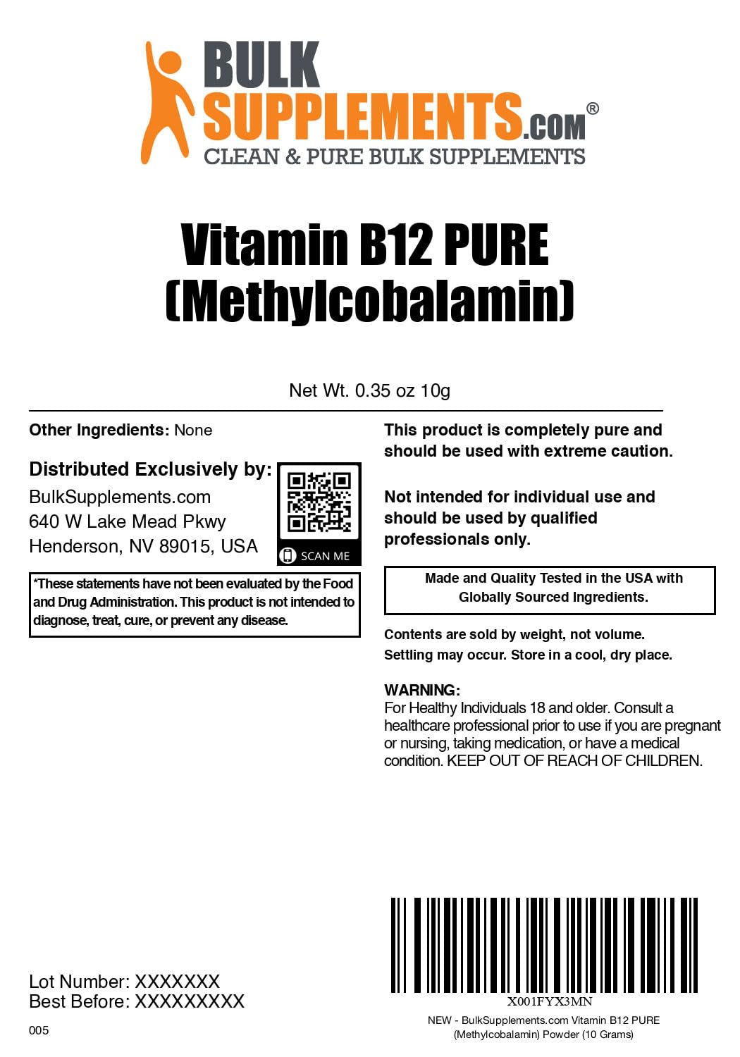Foto 3 pulgar | Suplemento De Vitamina B12 Bulksupplements.com Metilcobalamina - Venta Internacional.