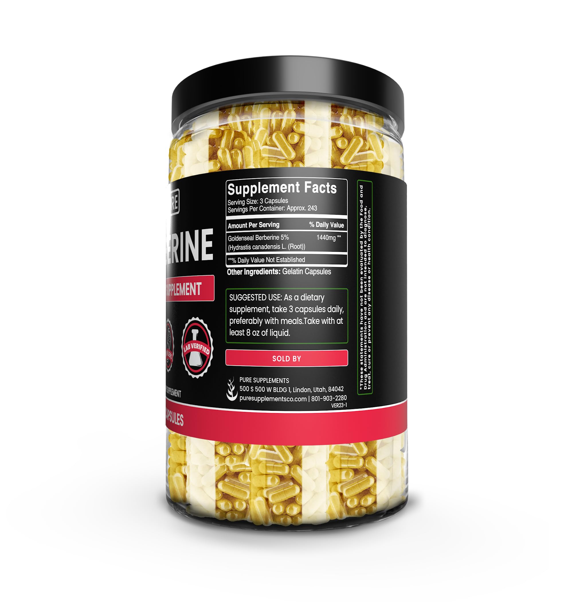 Foto 4 pulgar | Suplemento Dietético Pure Original Ingredients Berberine 730 Cápsulas - Venta Internacional.