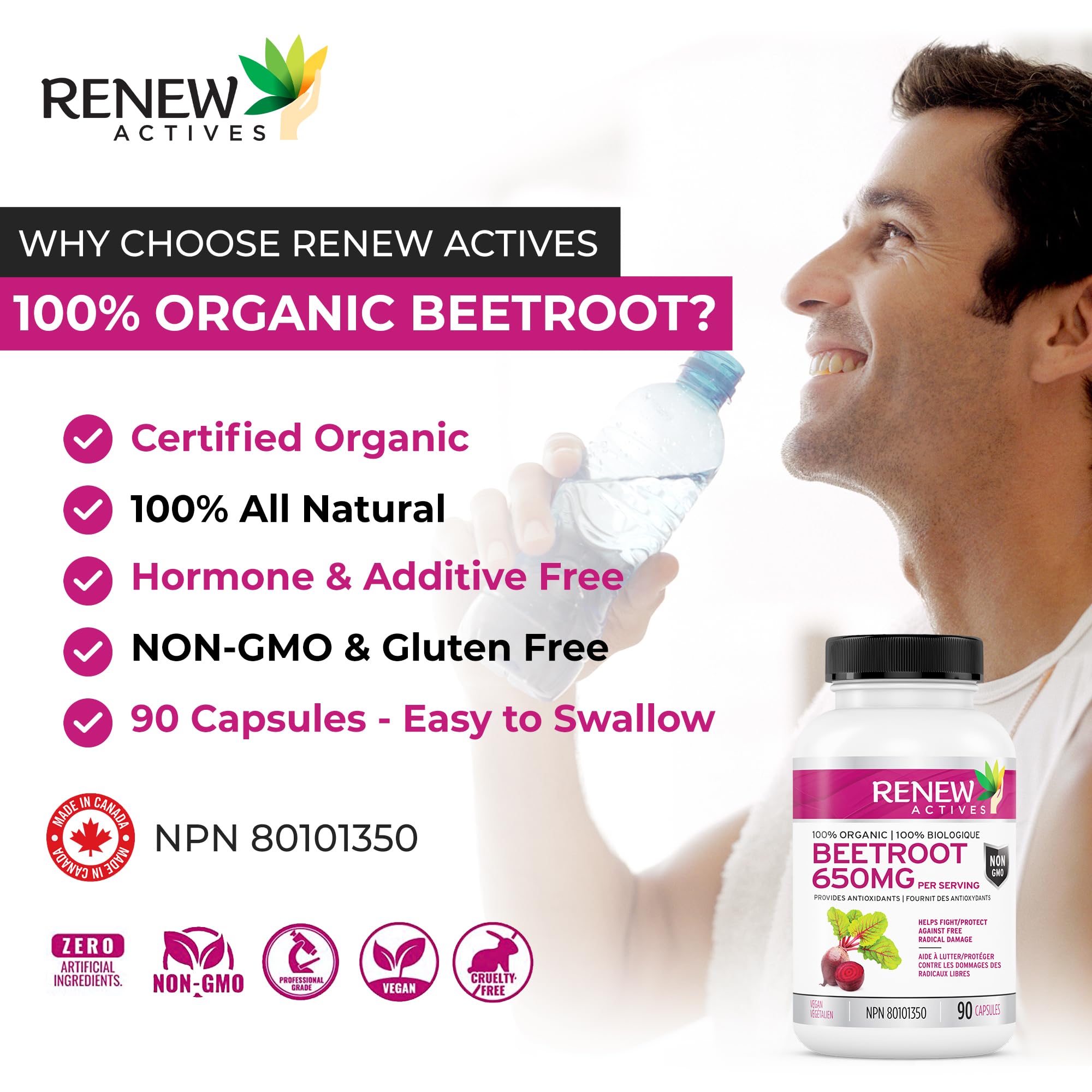 Foto 3 | Suplemento Renew Actives Remolacha Orgánica 1300 Mg 90 Cápsulas - Venta Internacional.