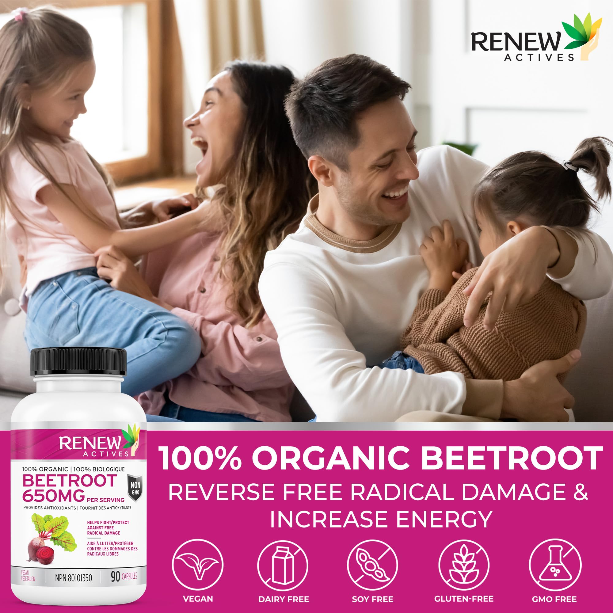 Foto 4 | Suplemento Renew Actives Remolacha Orgánica 1300 Mg 90 Cápsulas - Venta Internacional.