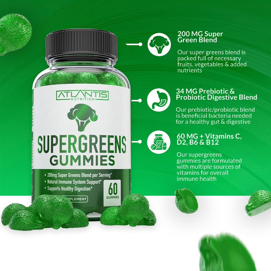 Foto 5 pulgar | Gomitas Supergreens Atlantis Nutrition, Paquete De 2, 120 Gomitas - Venta Internacional.