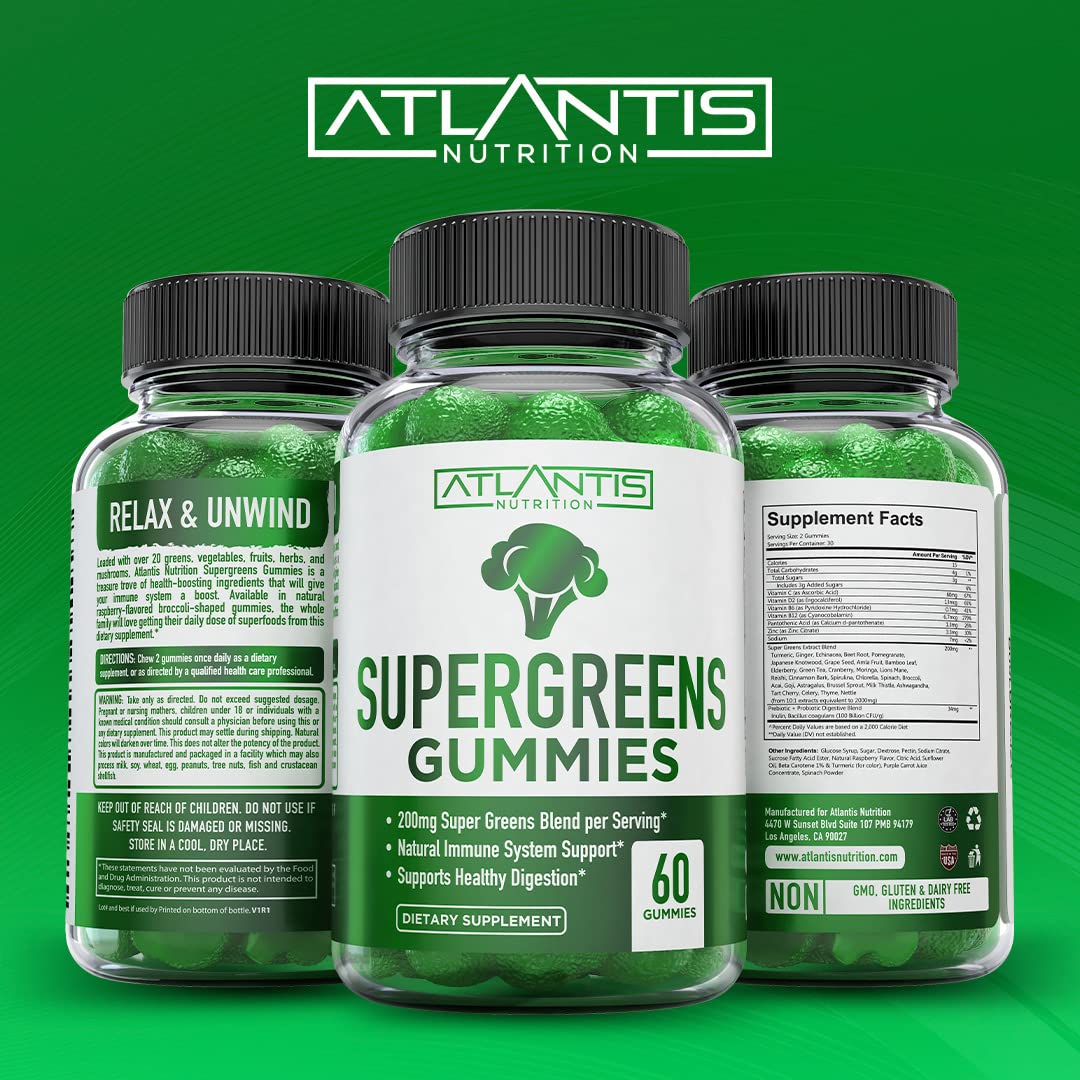 Foto 8 pulgar | Gomitas Supergreens Atlantis Nutrition, Paquete De 2, 120 Gomitas - Venta Internacional.