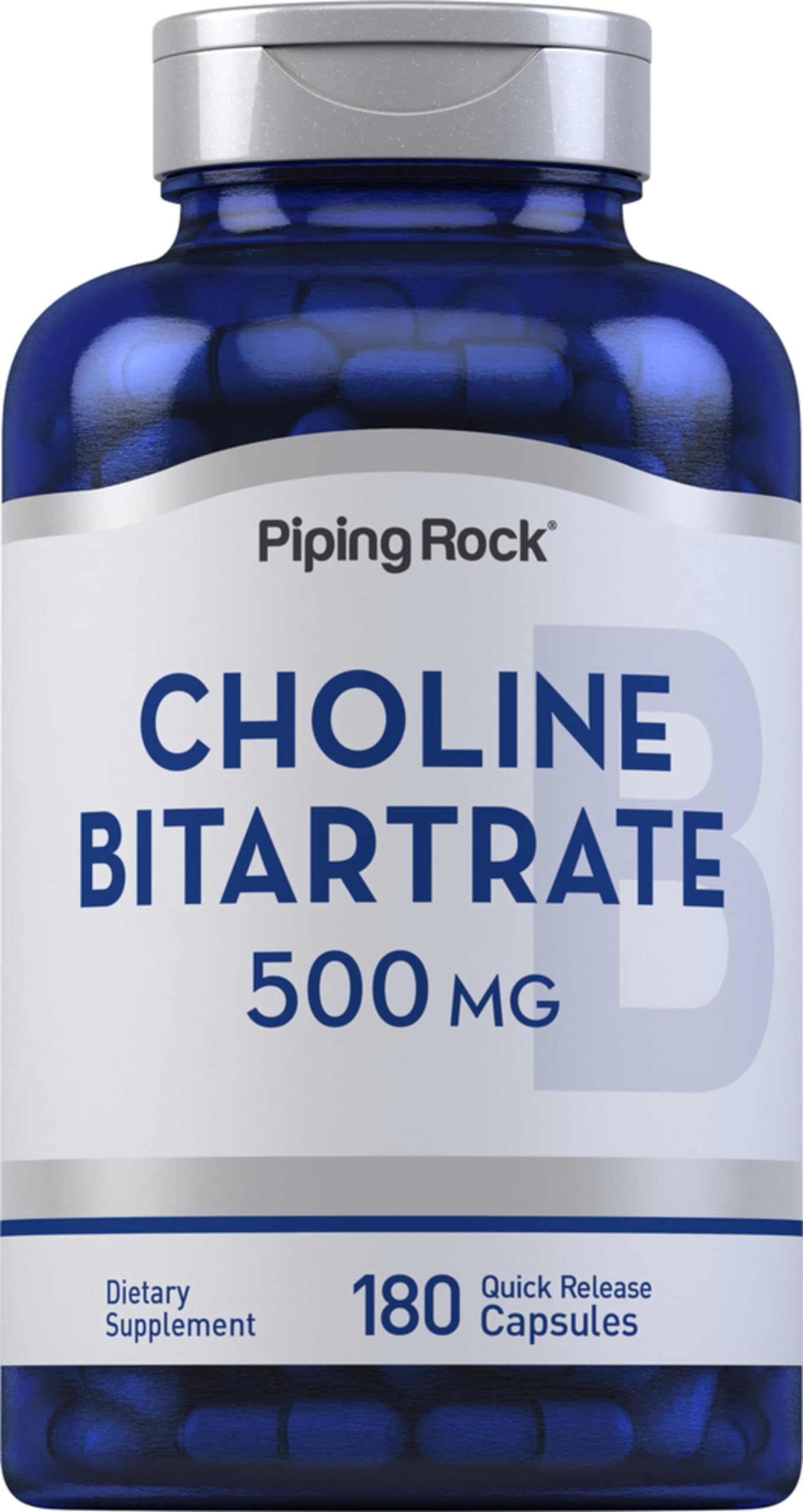 Foto 2 pulgar | Suplemento De Bitartrato De Colina Piping Rock 500 Mg 180 Cápsulas - Venta Internacional.
