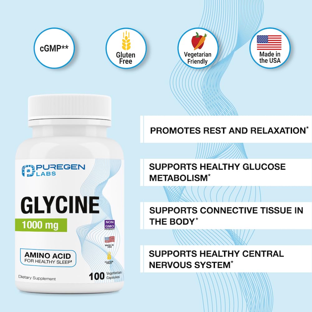 Foto 4 pulgar | Suplemento De Glicina Puregen Labs, 1000 Mg, 100 Cápsulas Vegetarianas - Venta Internacional.