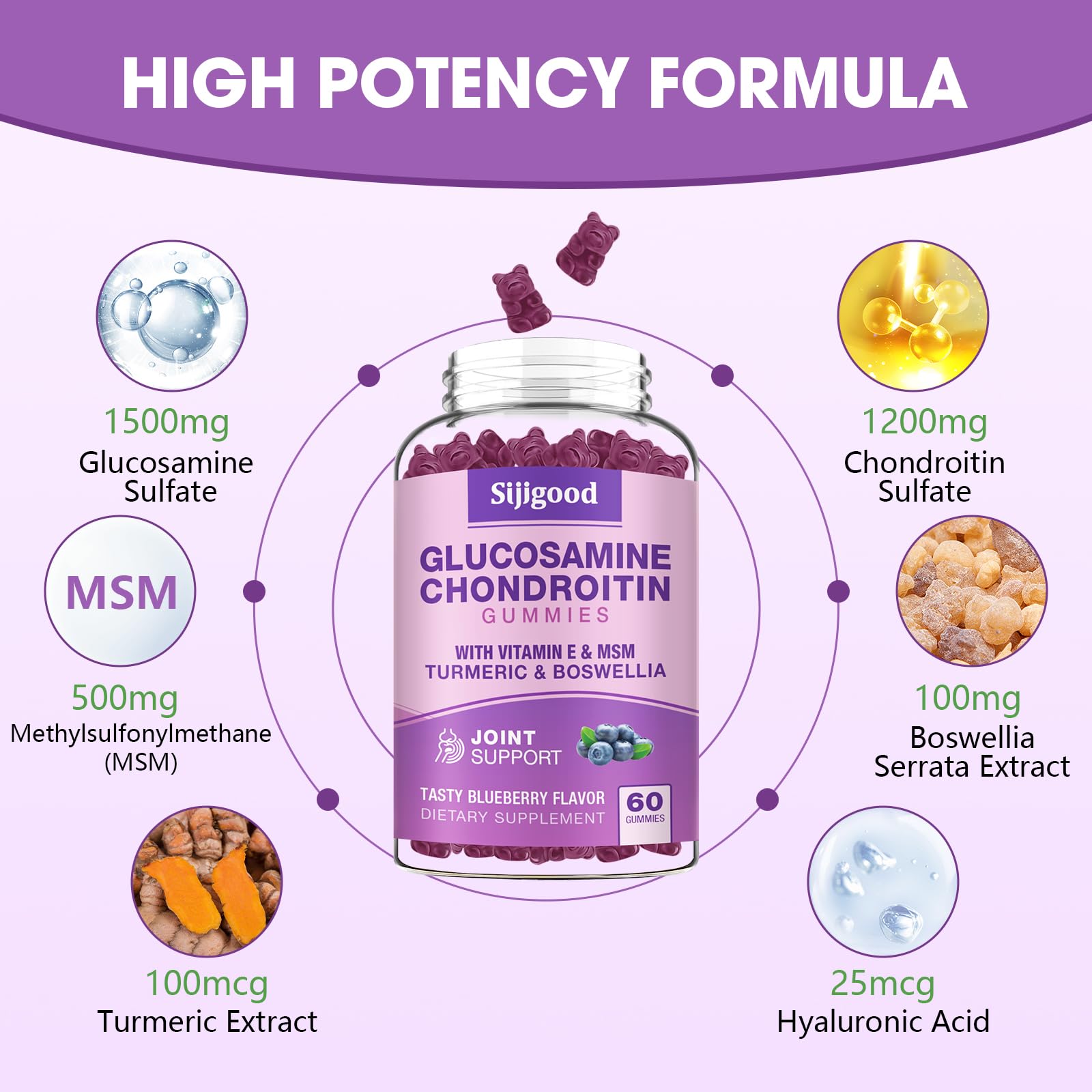 Foto 3 pulgar | Suplemento Sijigood, Gomitas De Glucosamina Y Condroitina, 60 Unidades - Venta Internacional.