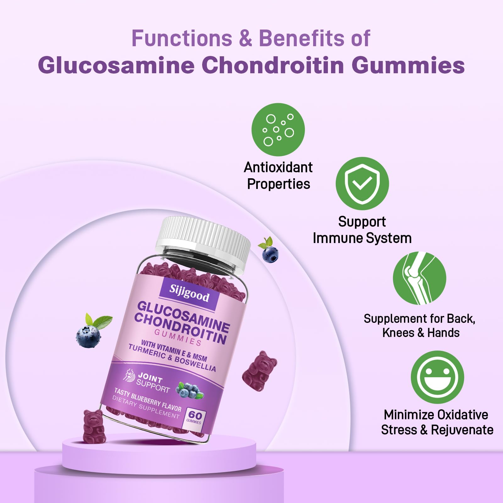 Foto 5 pulgar | Suplemento Sijigood, Gomitas De Glucosamina Y Condroitina, 60 Unidades - Venta Internacional.