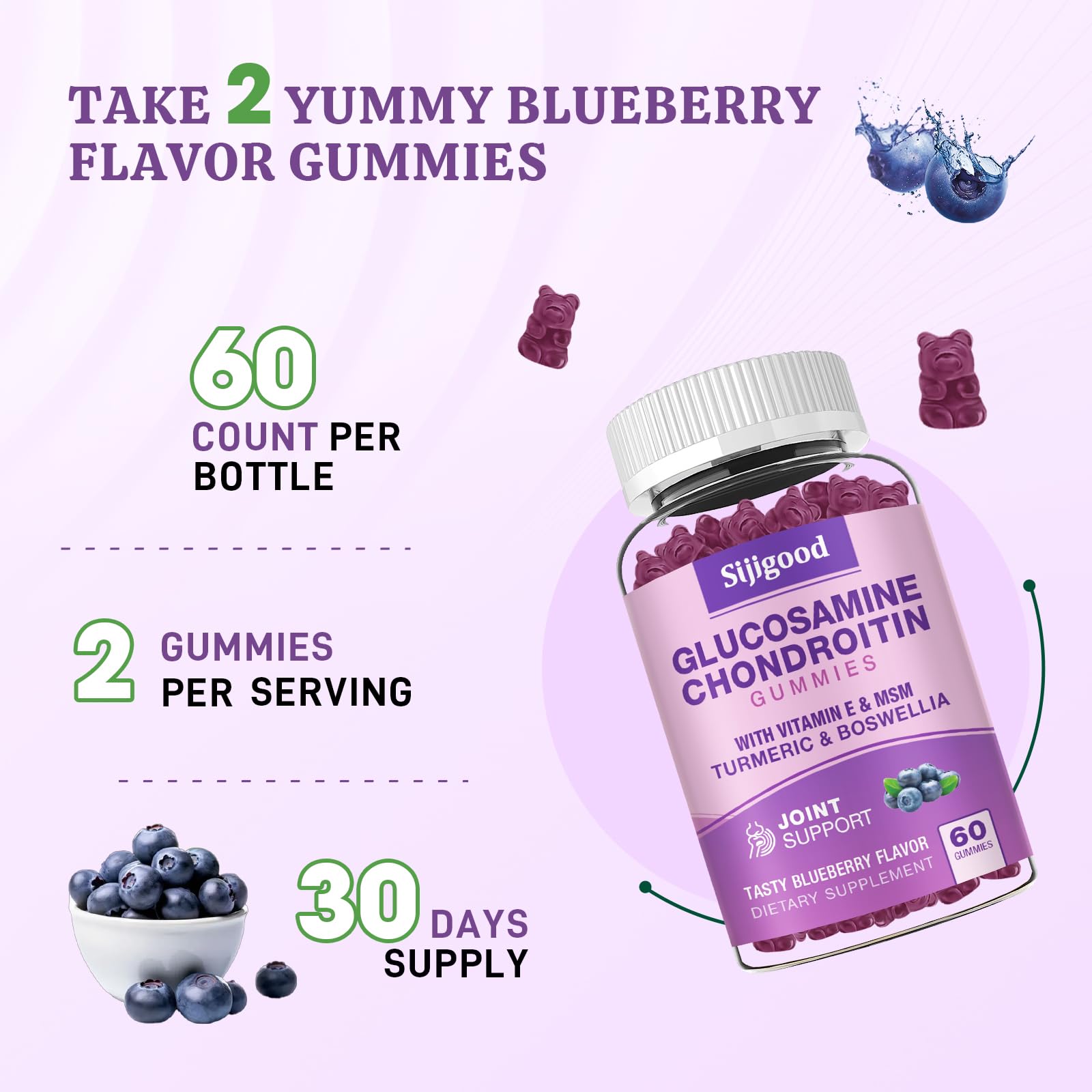 Foto 5 | Suplemento Sijigood, Gomitas De Glucosamina Y Condroitina, 60 Unidades - Venta Internacional.