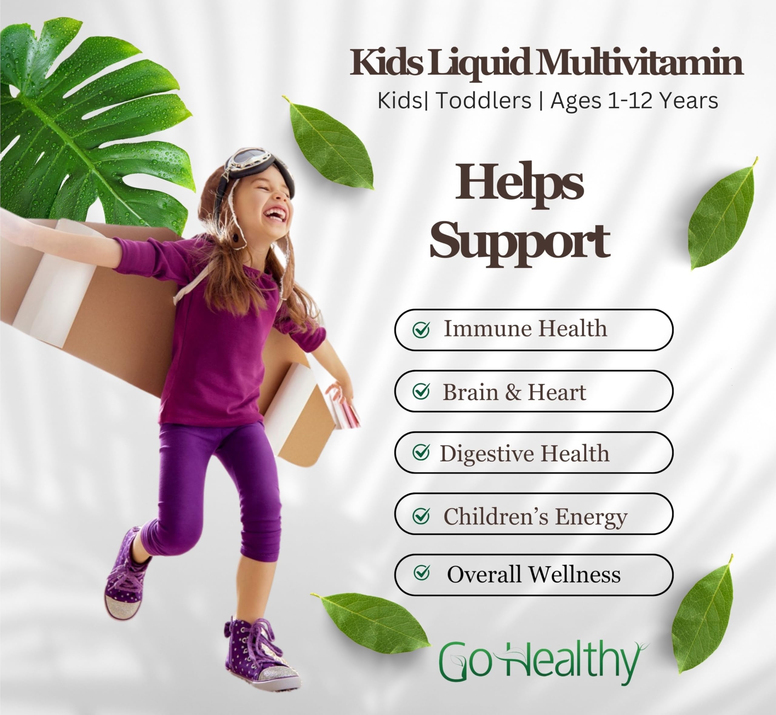 Foto 4 pulgar | Multivitamínico Líquido Go Healthy Kids Vegan 32 Porciones - Venta Internacional.
