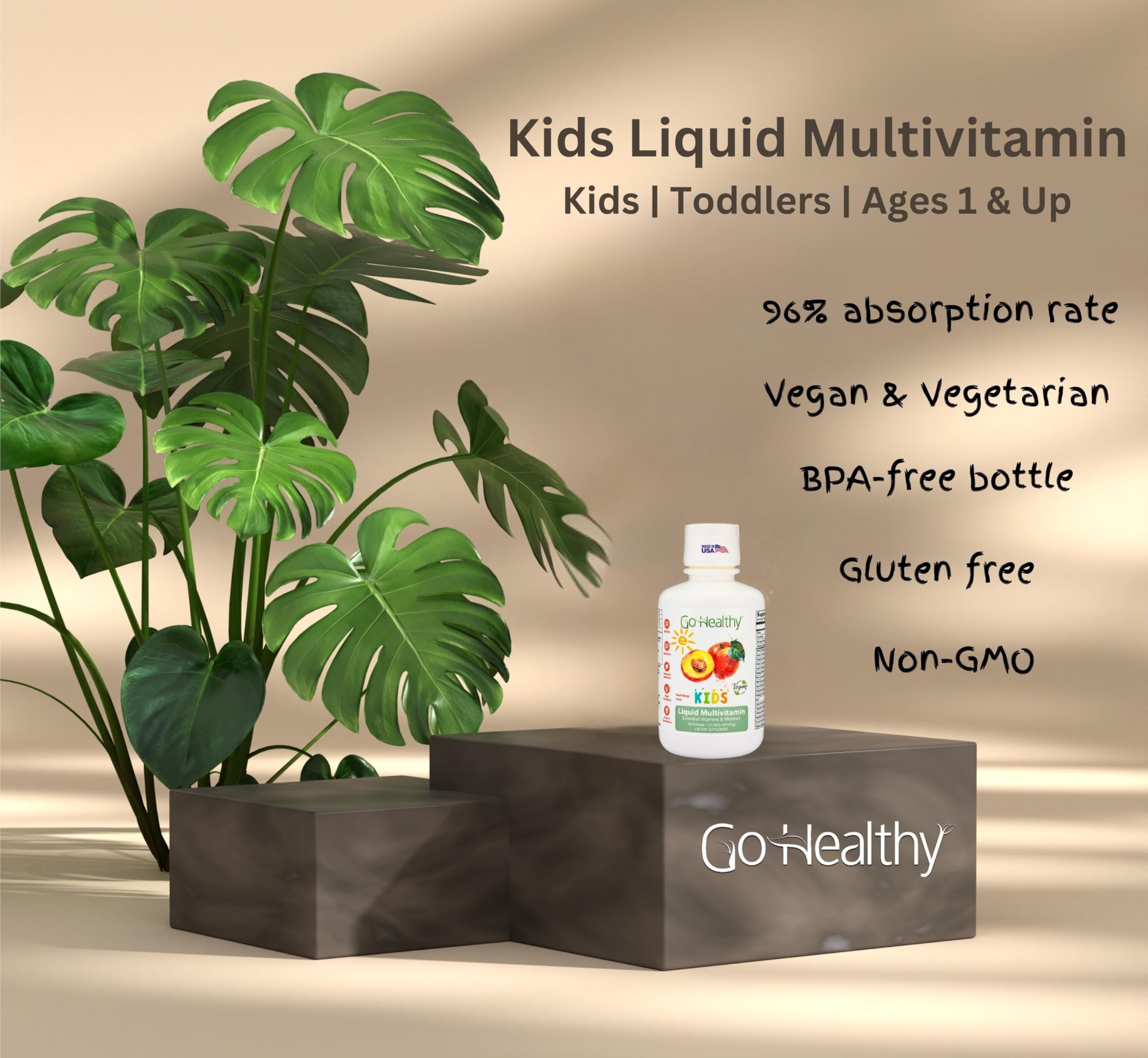 Foto 7 | Multivitamínico Líquido Go Healthy Kids Vegan 32 Porciones - Venta Internacional.