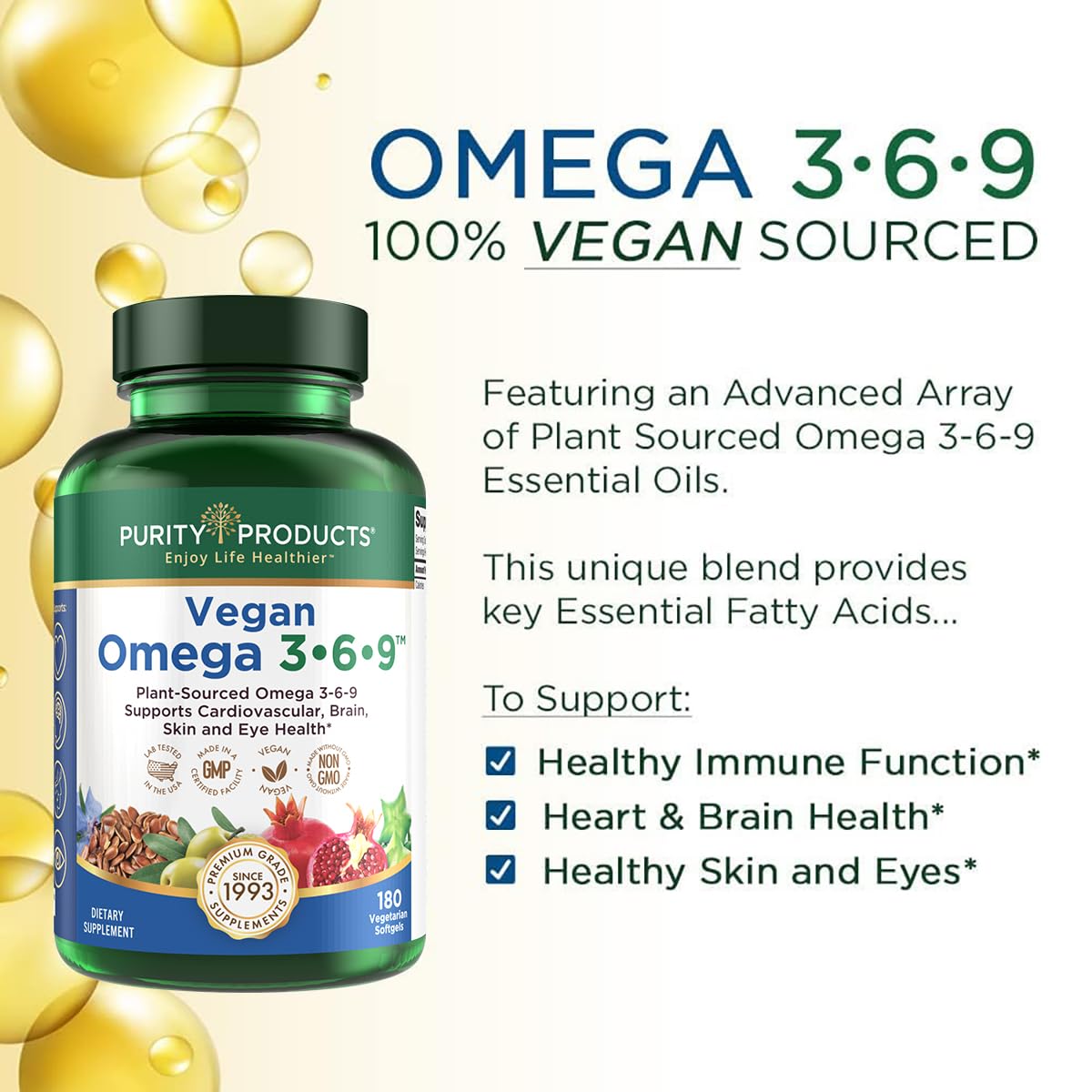 Foto 5 pulgar | Supplement Purity Products Omega 3-6-9 Vegan 180 Cápsulas Blandas - Venta Internacional.