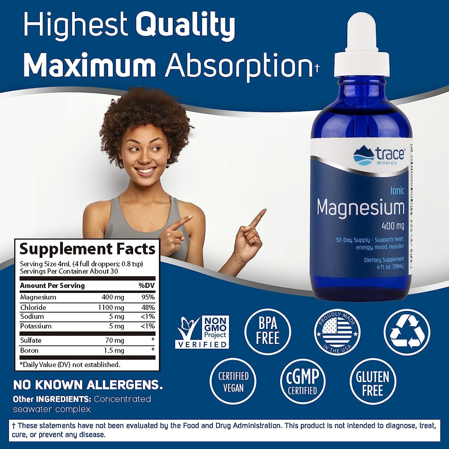 Foto 3 pulgar | Suplemento De Oligoelementos Y Magnesio Iónico, 400 Mg, 120 Ml - Venta Internacional.