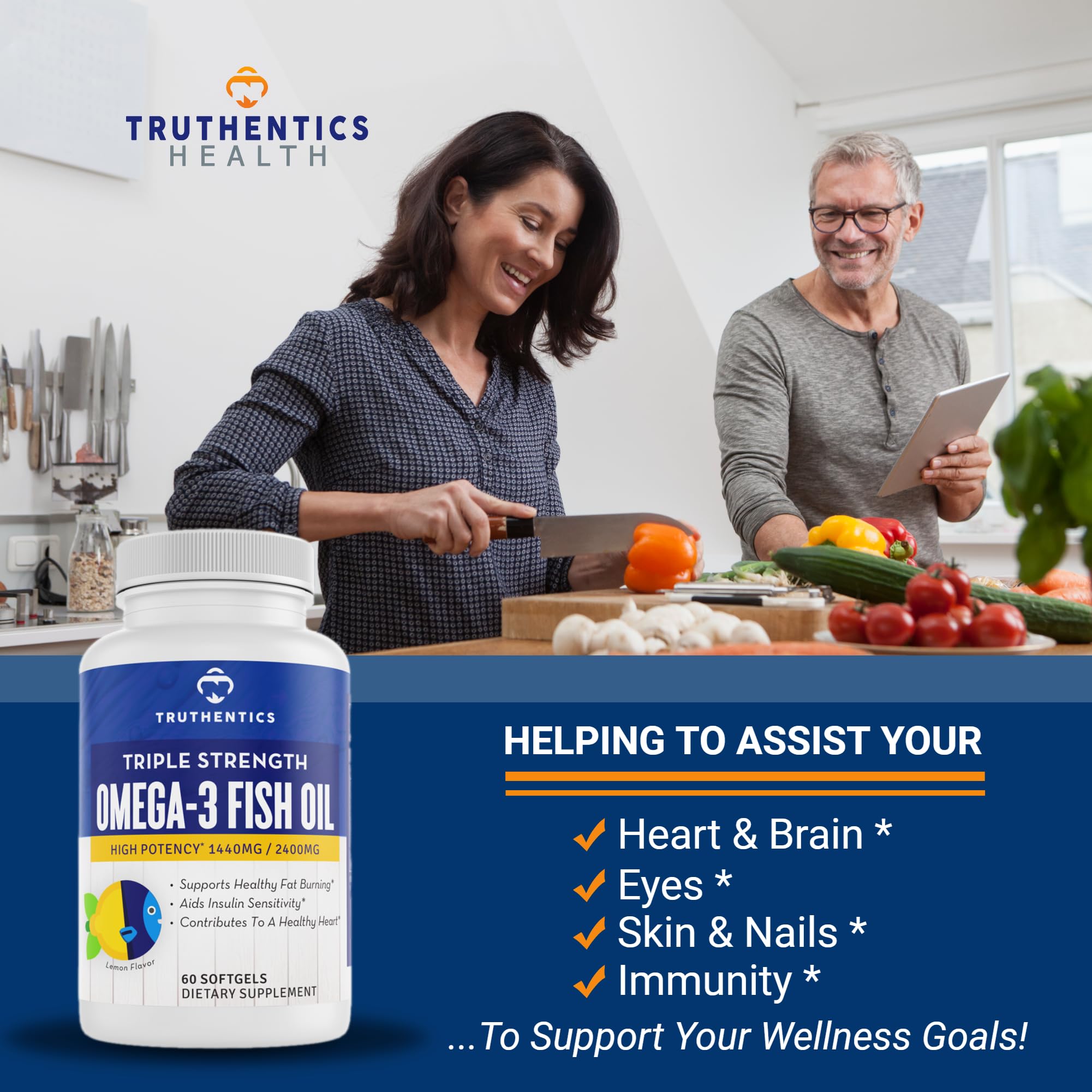 Foto 5 pulgar | Suplemento De Aceite De Pescado Truthentics Omega 3 2400 Mg 60 Cápsulas Blandas - Venta Internacional.