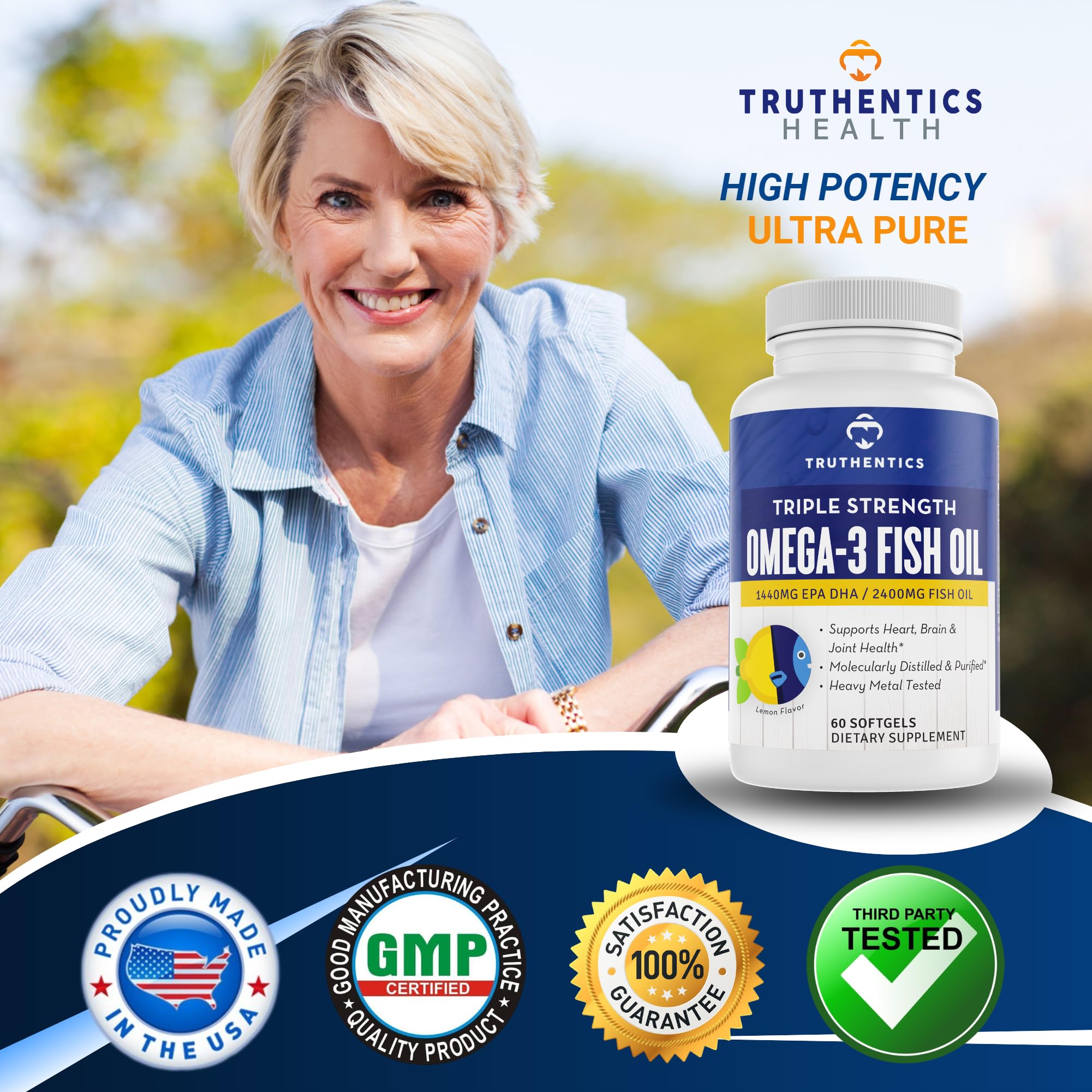 Foto 8 pulgar | Suplemento De Aceite De Pescado Truthentics Omega 3 2400 Mg 60 Cápsulas Blandas - Venta Internacional.