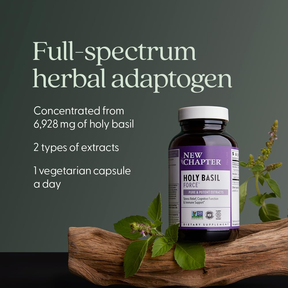 Foto 5 pulgar | Suplemento New Chapter Stress Relief Holy Basil 30 Cápsulas - Venta Internacional.