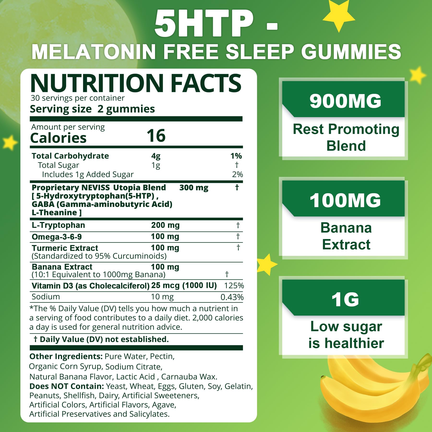 Foto 3 pulgar | Gomitas Neviss 5-htp Gaba Con Extracto De Plátano L-teanina - Venta Internacional.