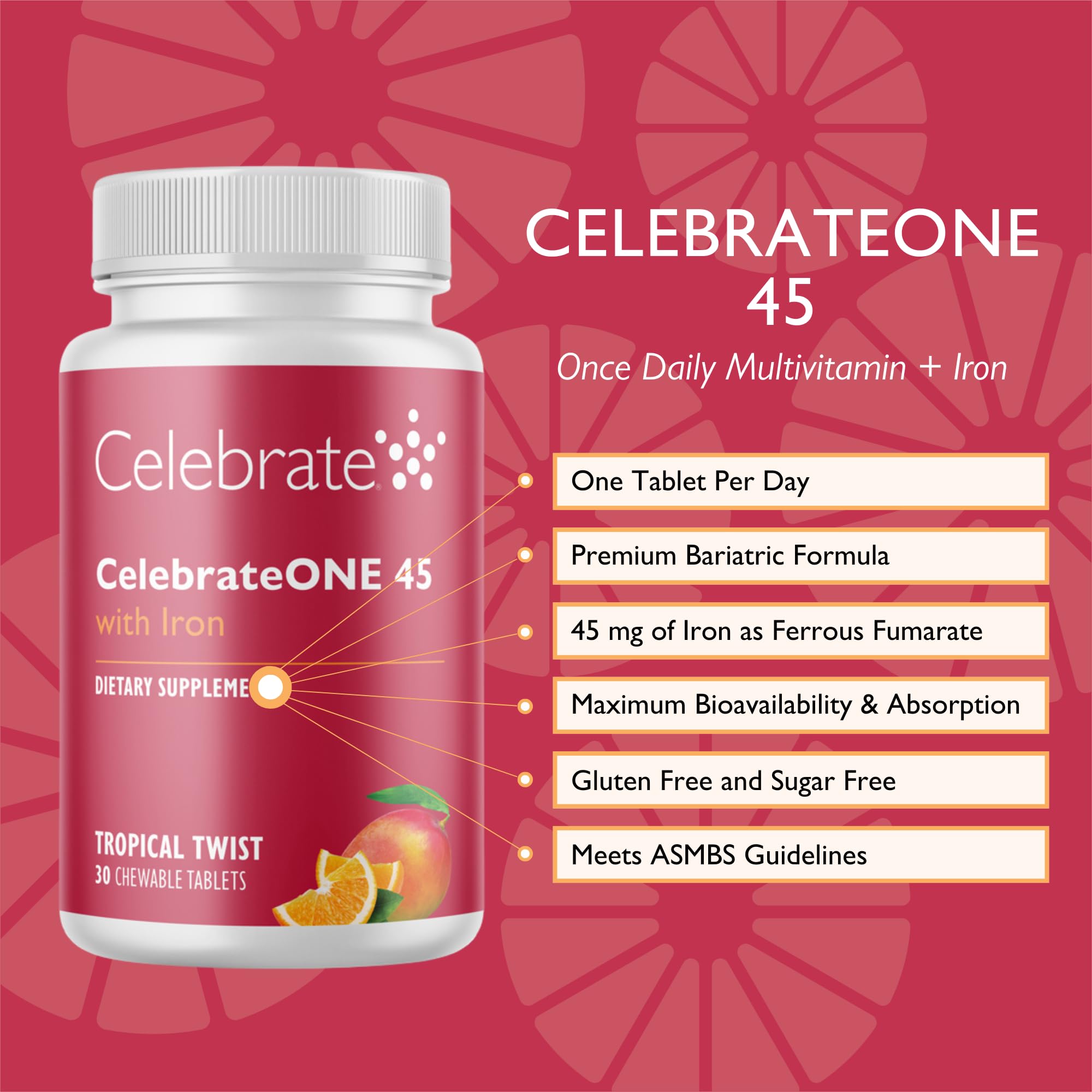 Foto 3 pulgar | Multivitamínico Bariátrico Celebrateone 45 Masticables Con Hierro - Venta Internacional.